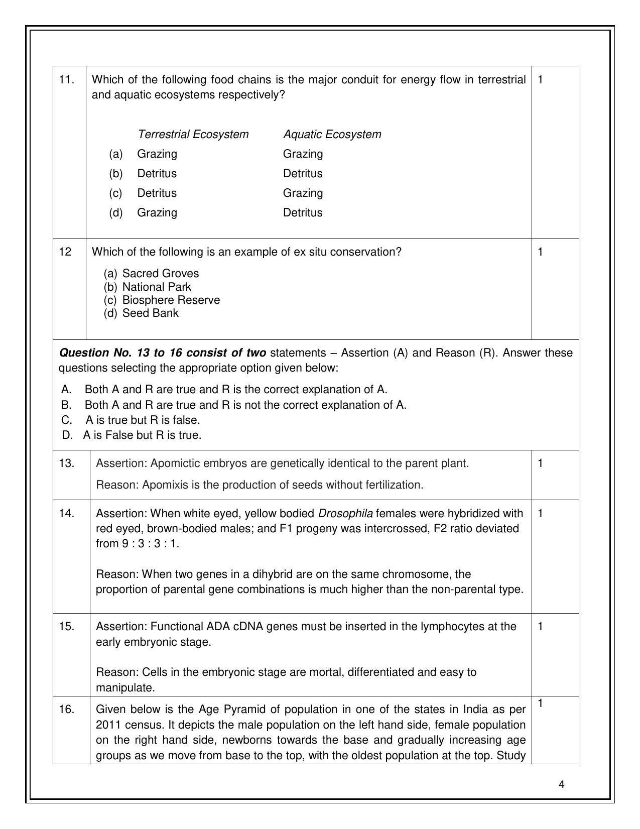 CBSE Class 12 Biology Sample Paper 2023 - Page 4