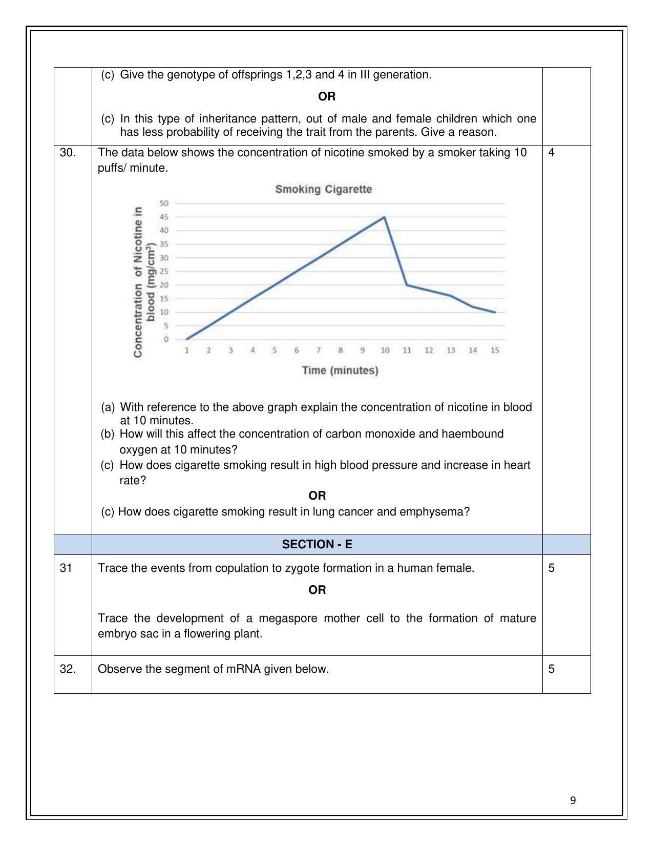 CBSE Class 12 Biology Sample Paper 2023 - Page 9