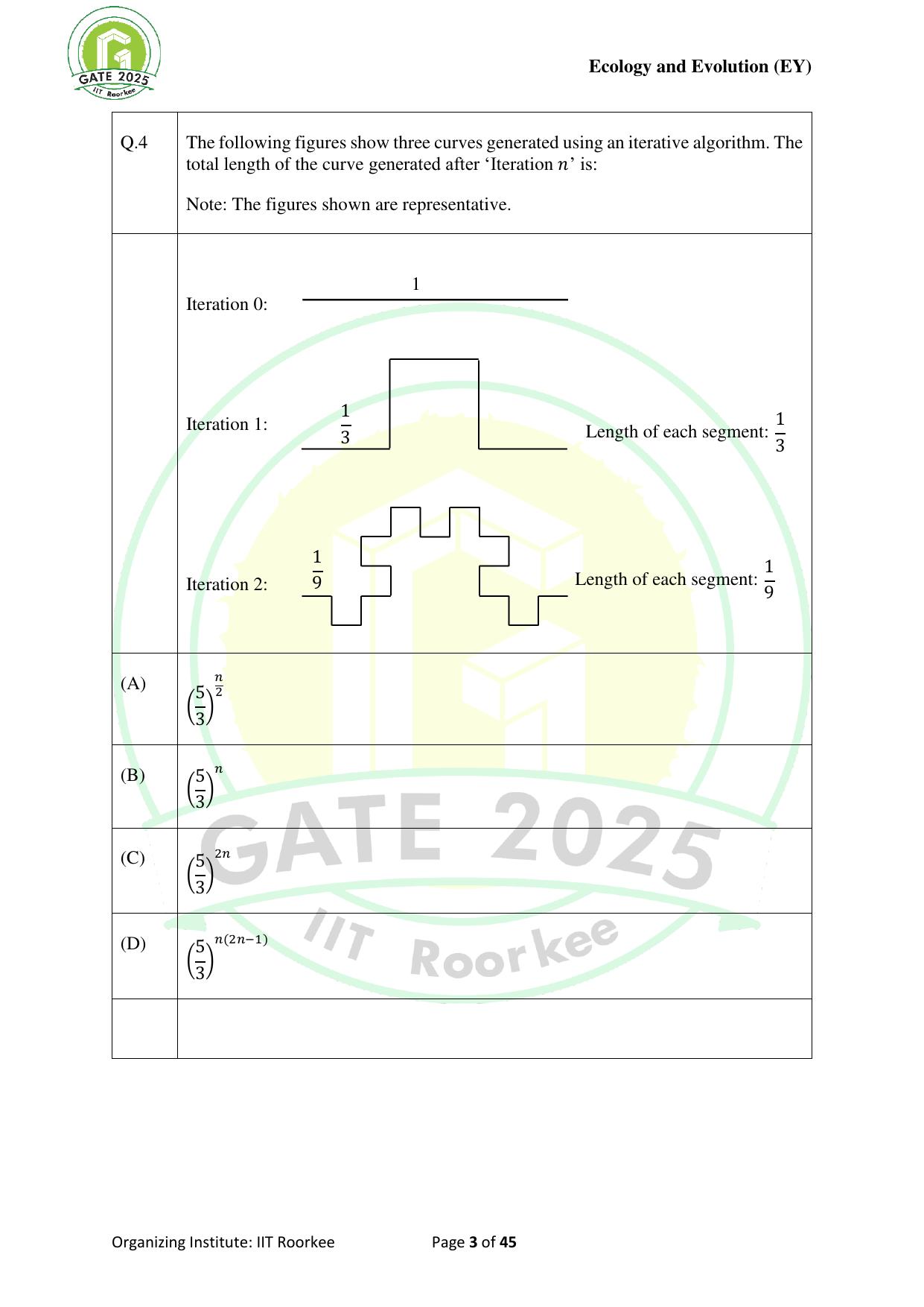 GATE 2025 Ecology and Evolution (EY) Question Paper - Page 3