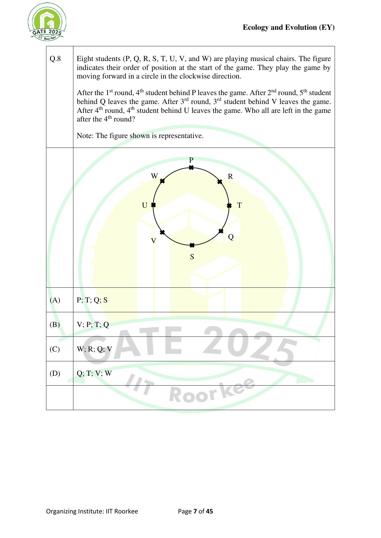 GATE 2025 Ecology and Evolution (EY) Question Paper - Page 7