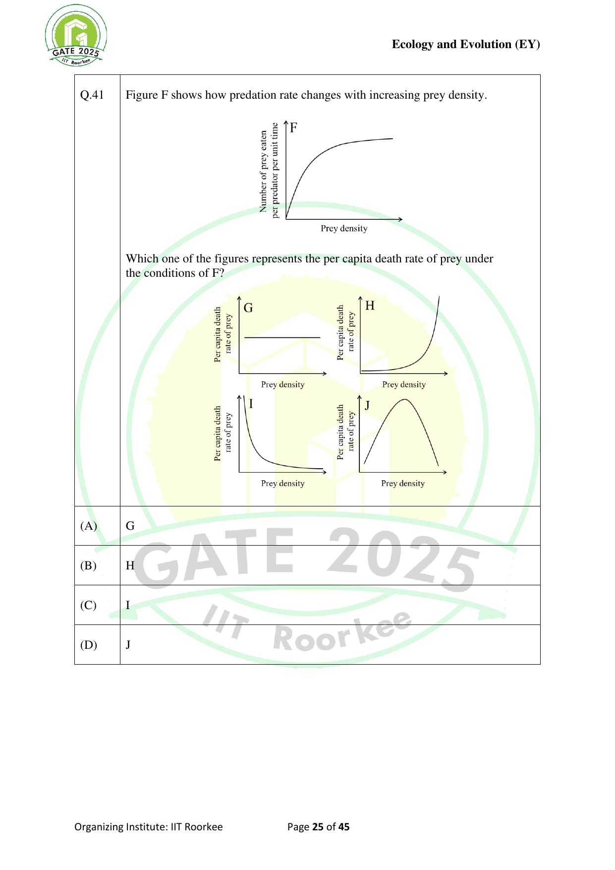 GATE 2025 Ecology and Evolution (EY) Question Paper - Page 25