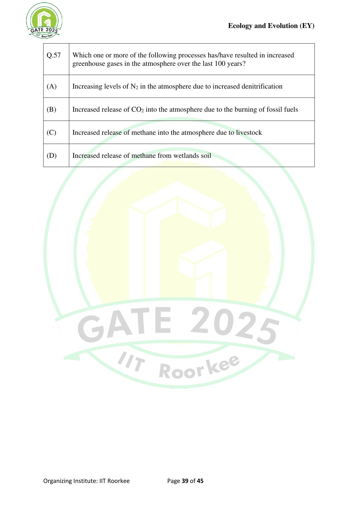 GATE 2025 Ecology and Evolution (EY) Question Paper - Page 39