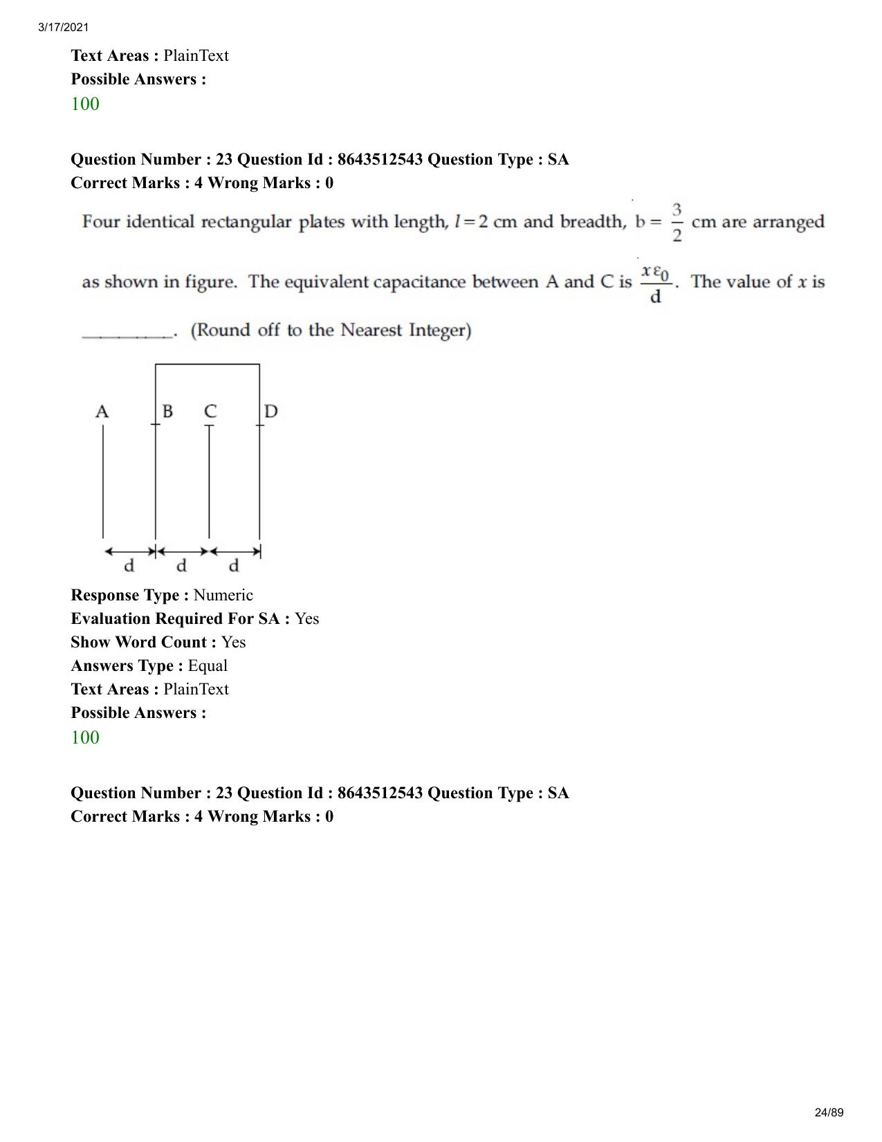 JEE Mains 2021: BTech EK (Shift 1) 17-03-2021 Question Paper - Page 24