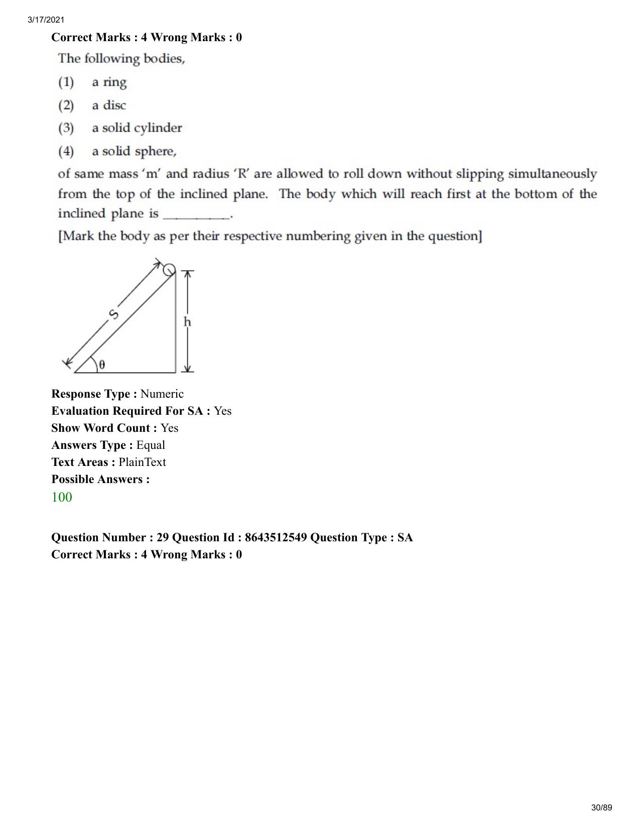 JEE Mains 2021: BTech EK (Shift 1) 17-03-2021 Question Paper - Page 30
