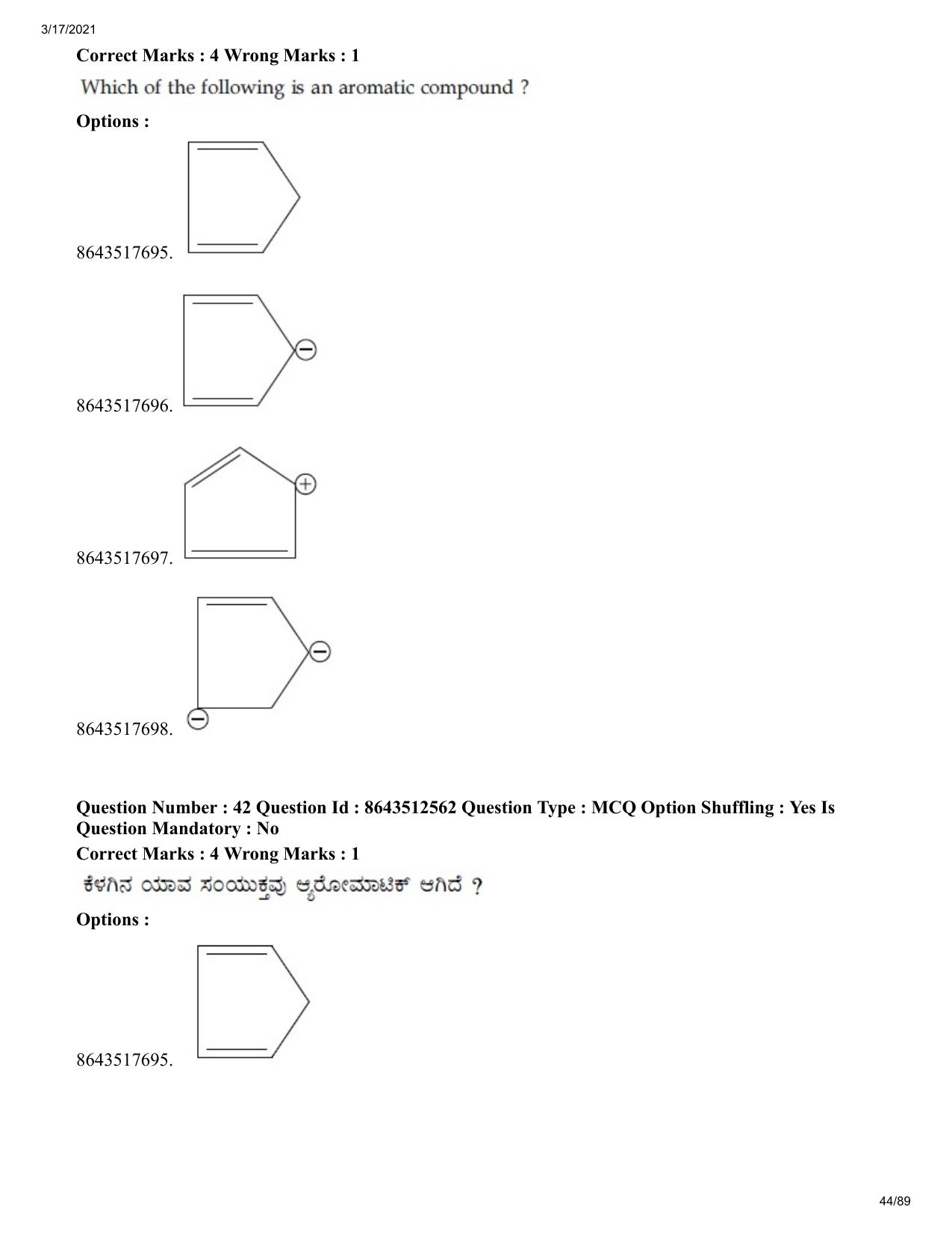 JEE Mains 2021: BTech EK (Shift 1) 17-03-2021 Question Paper - Page 44