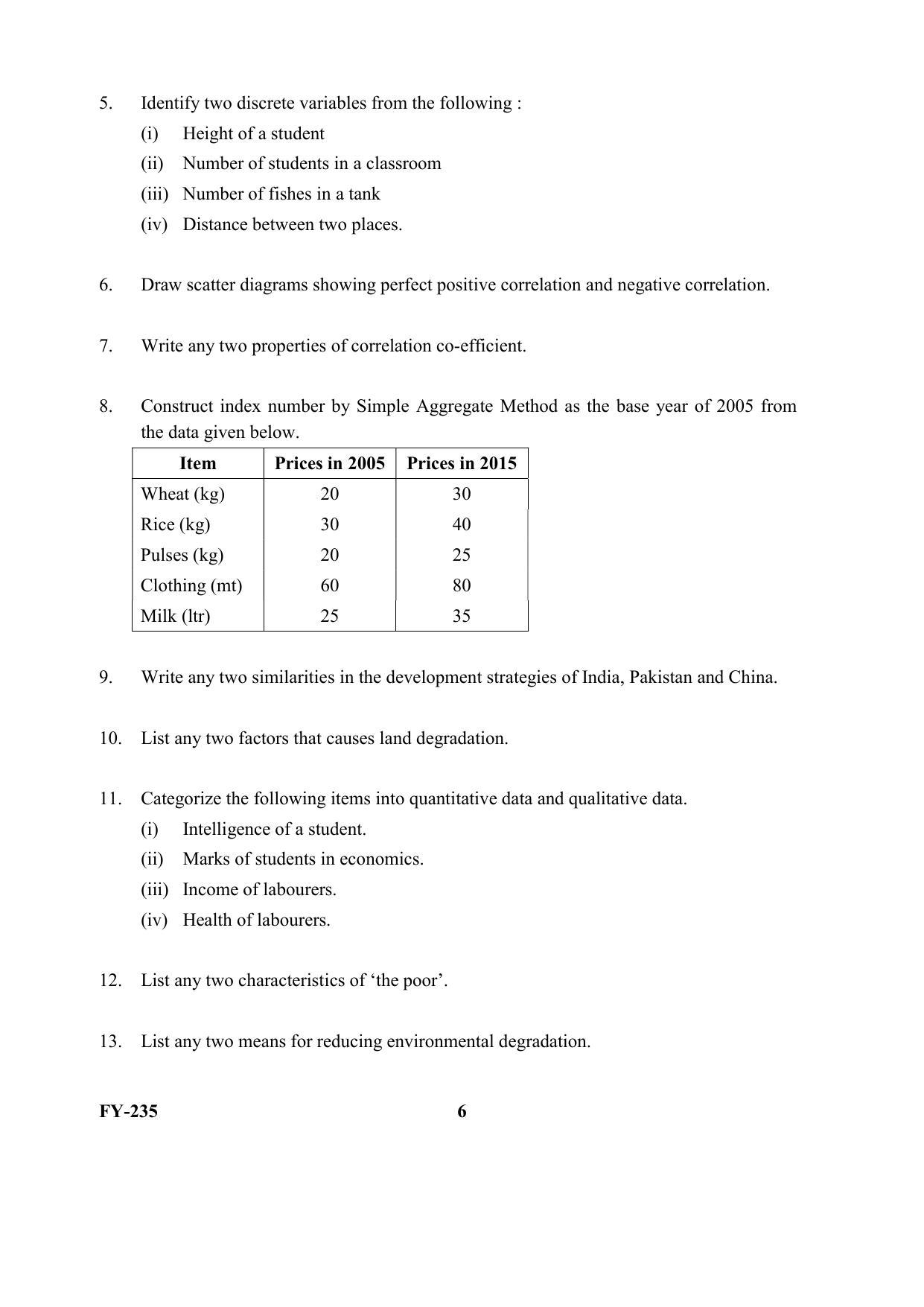 Kerala Plus One (Class 11th) Economics Question Paper 2021 - Page 6