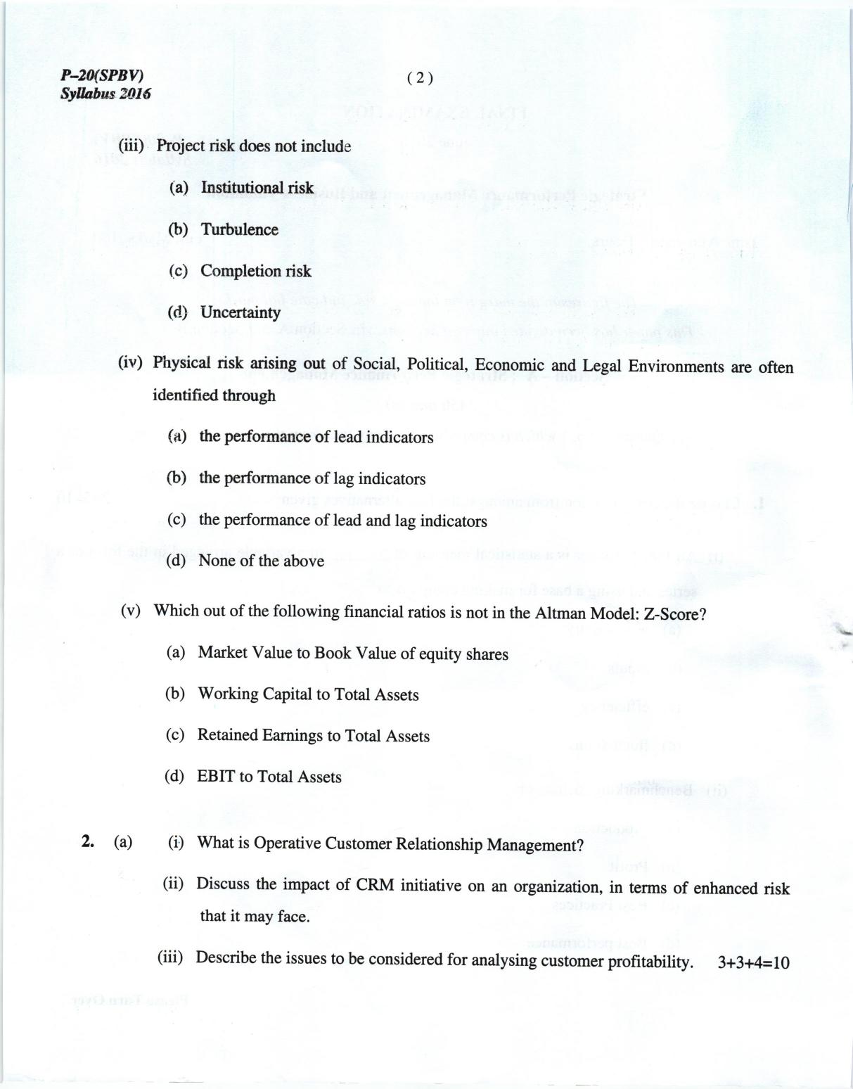 ICMAI June 2018 Strategic Performance Management & Business Valuation Question Paper (Final) - Page 2