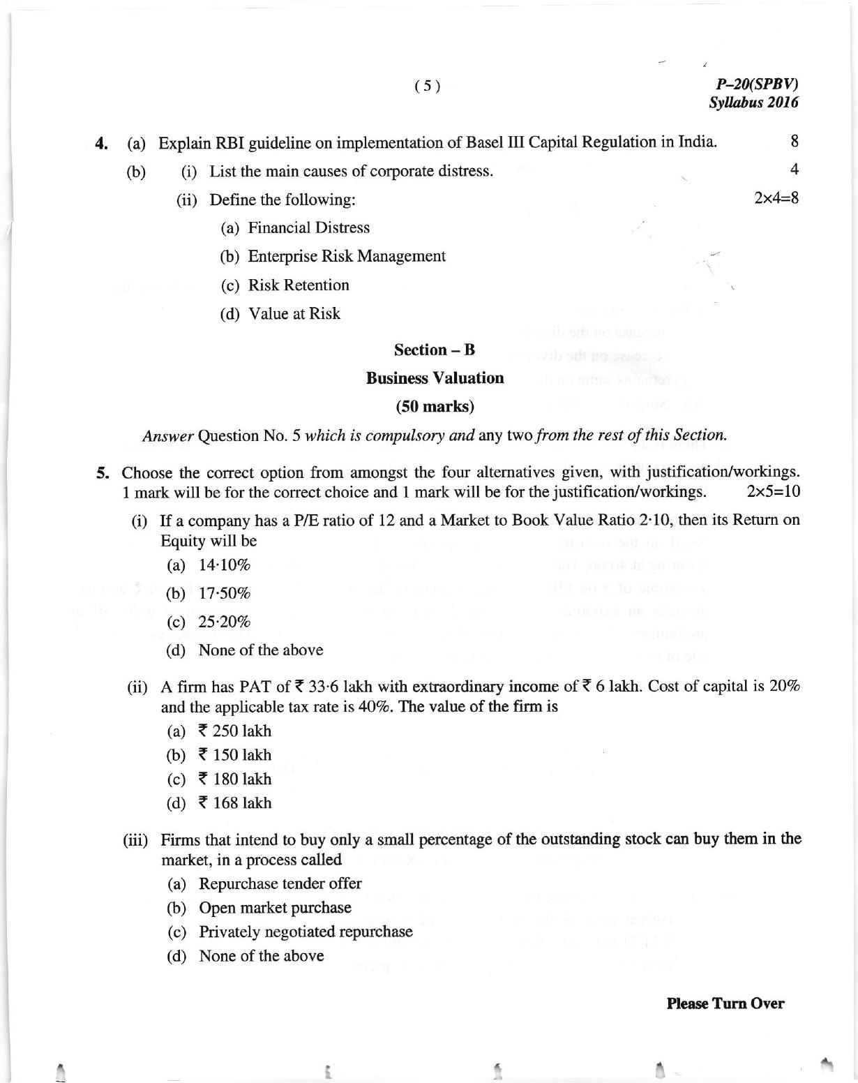 ICMAI June 2018 Strategic Performance Management & Business Valuation Question Paper (Final) - Page 5