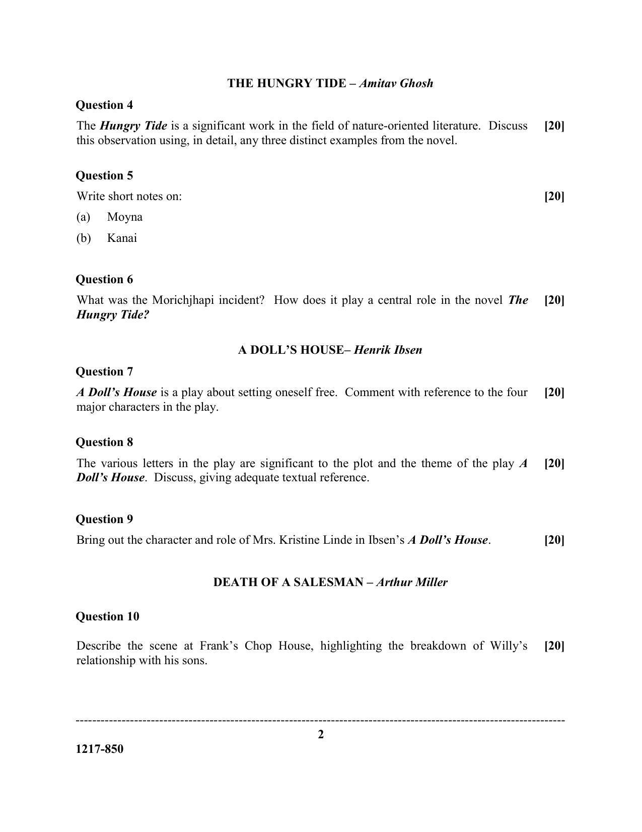 ISC Class 12 2017 Elective English Question Paper - Page 2
