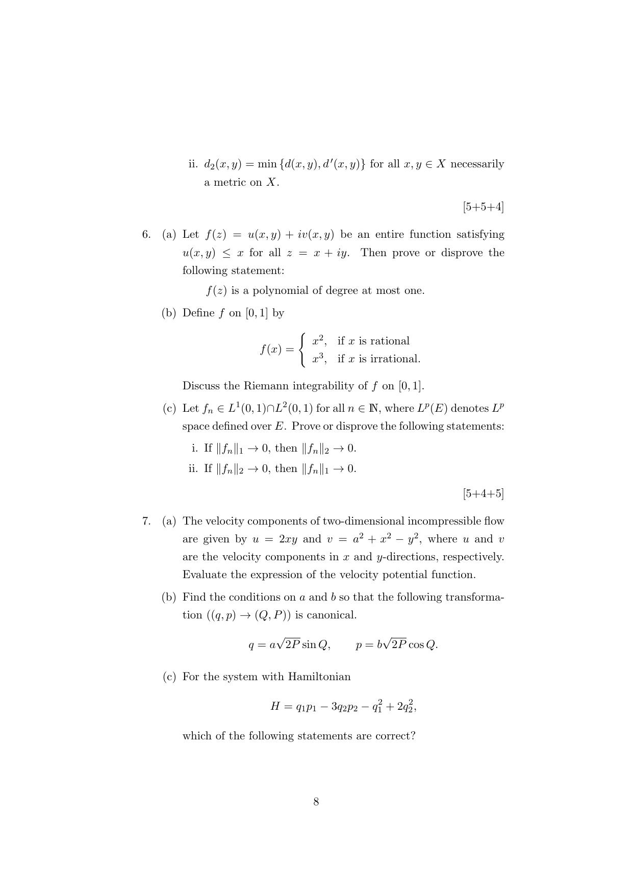 ISI Admission Test JRF in Physics and Applied Mathematics (PHB) 2023 Sample Paper - Page 8