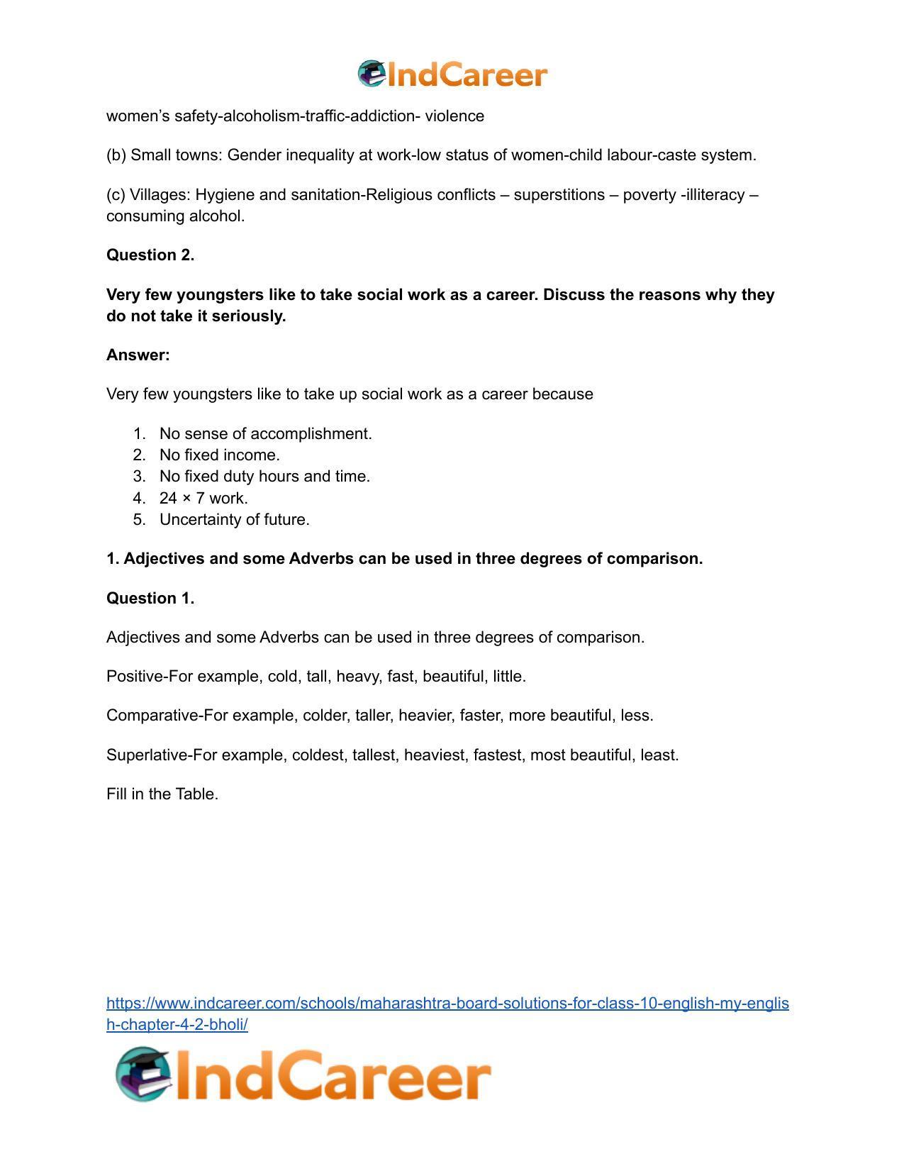 Maharashtra Board Solutions for Class 10- English (My English): Chapter 4.2- Bholi - Page 3