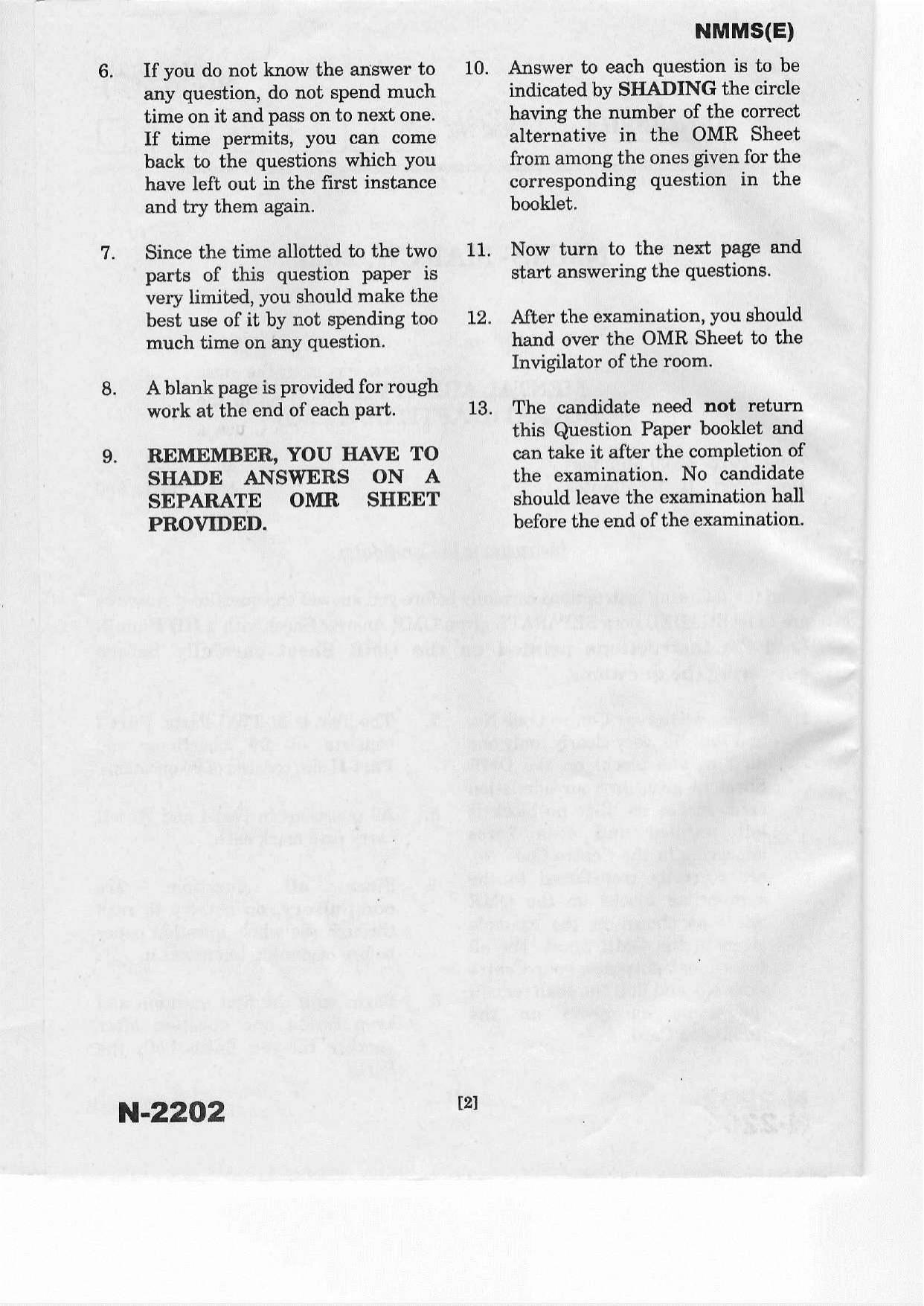 Telangana NMMS March 2022 English Question Paper - Page 2