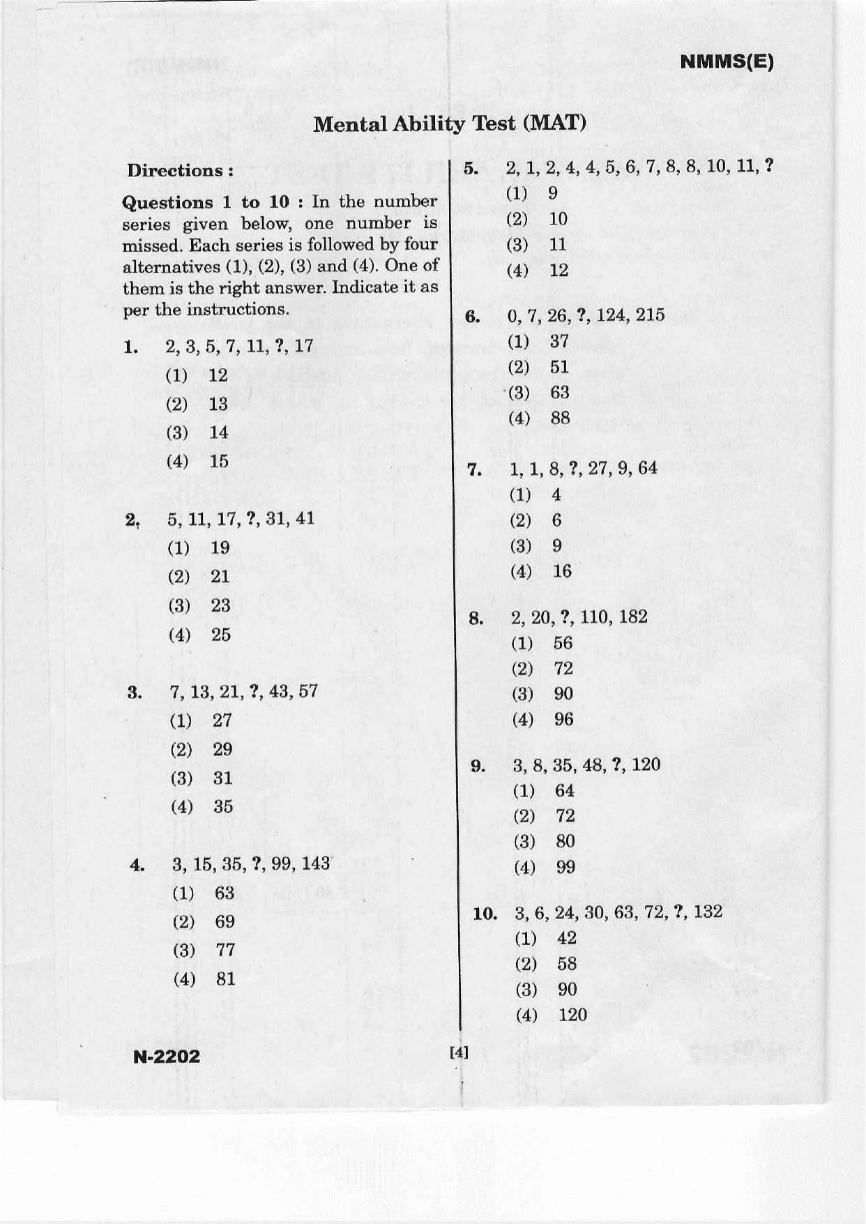 Telangana NMMS March 2022 English Question Paper - Page 4