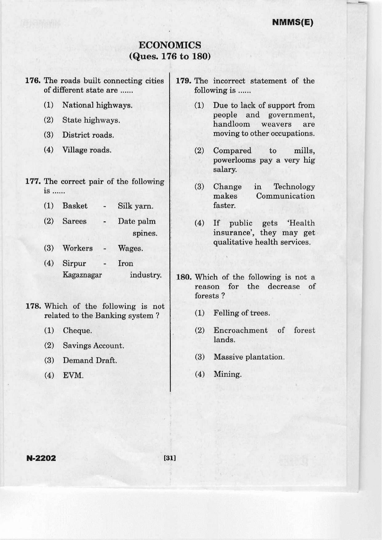 Telangana NMMS March 2022 English Question Paper - Page 29