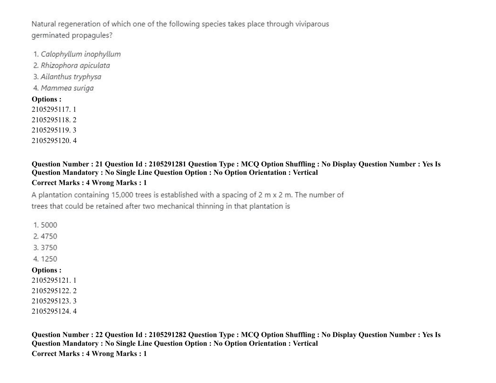 ICAR AIEEA PG 2020 FORESTRY AGROFORESTRY SILVICULTURE Question Paper - Page 12