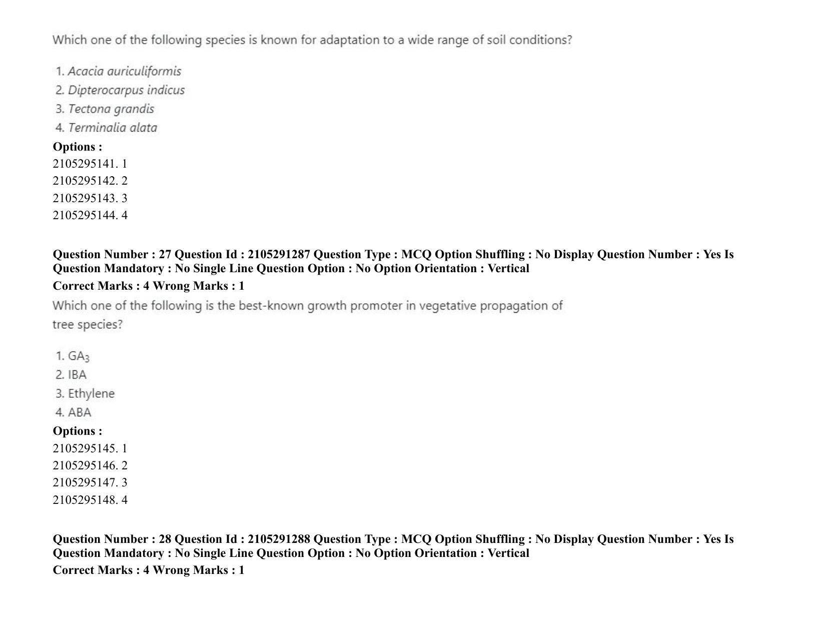 ICAR AIEEA PG 2020 FORESTRY AGROFORESTRY SILVICULTURE Question Paper - Page 15