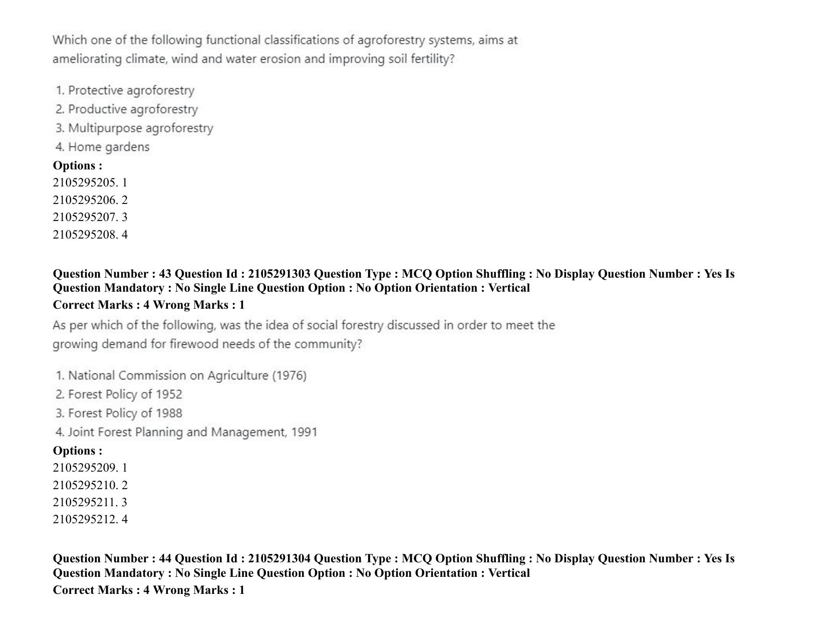 ICAR AIEEA PG 2020 FORESTRY AGROFORESTRY SILVICULTURE Question Paper - Page 23