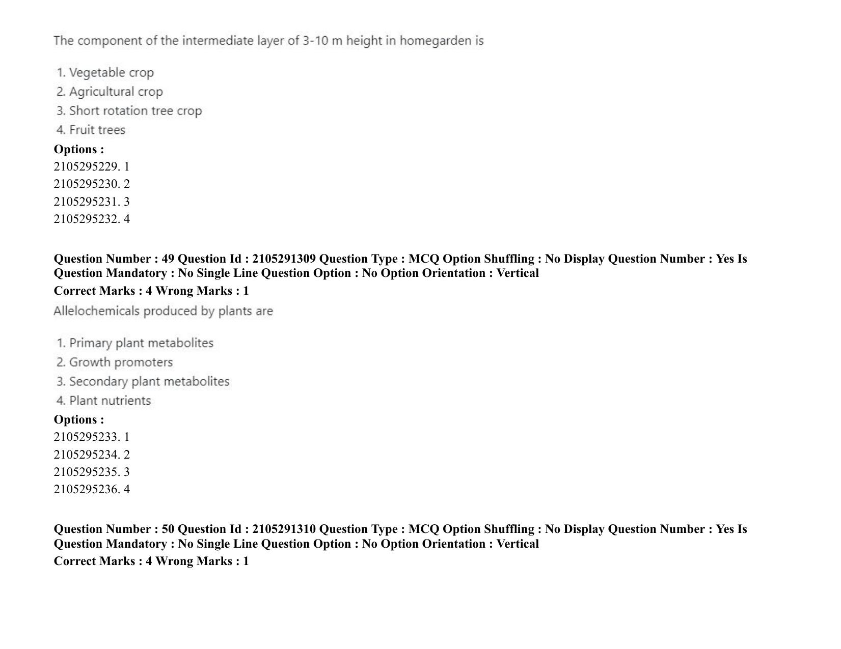 ICAR AIEEA PG 2020 FORESTRY AGROFORESTRY SILVICULTURE Question Paper - Page 26