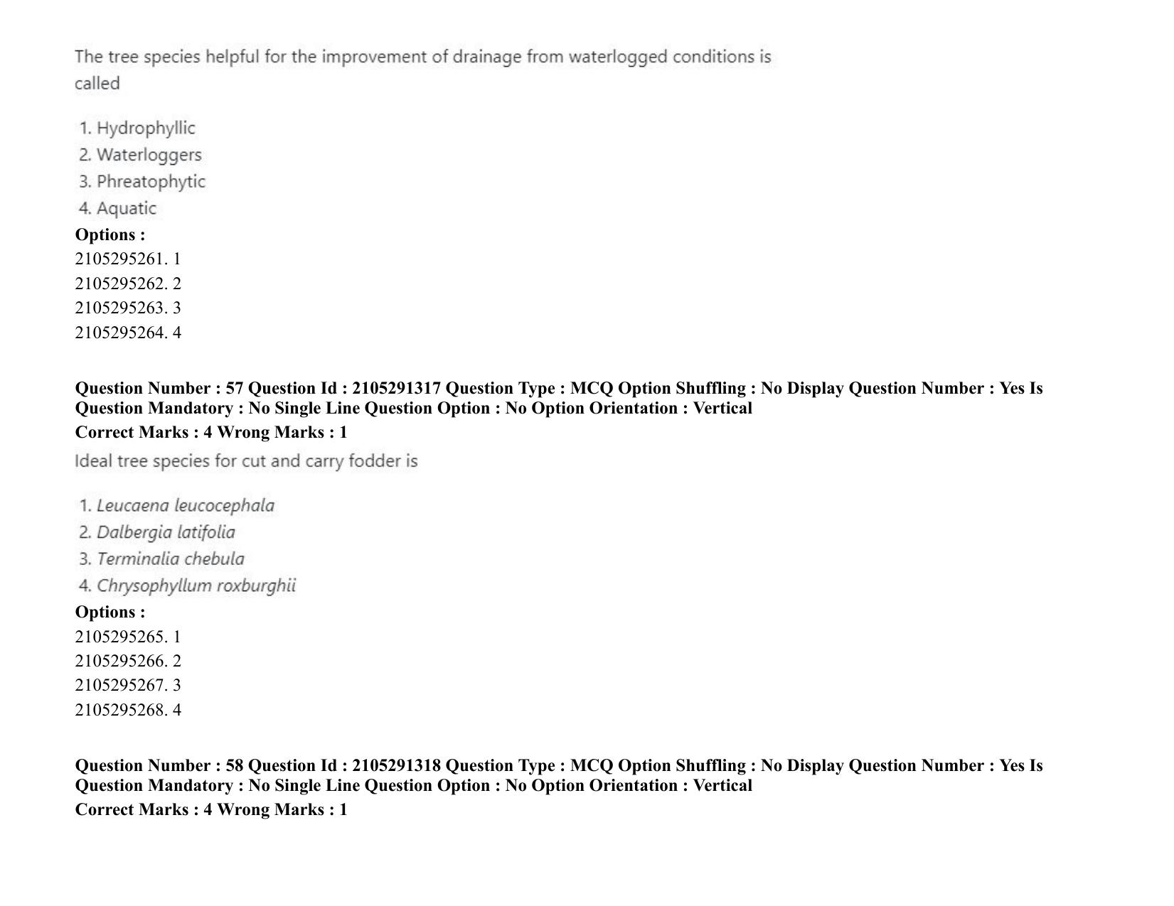 ICAR AIEEA PG 2020 FORESTRY AGROFORESTRY SILVICULTURE Question Paper - Page 30