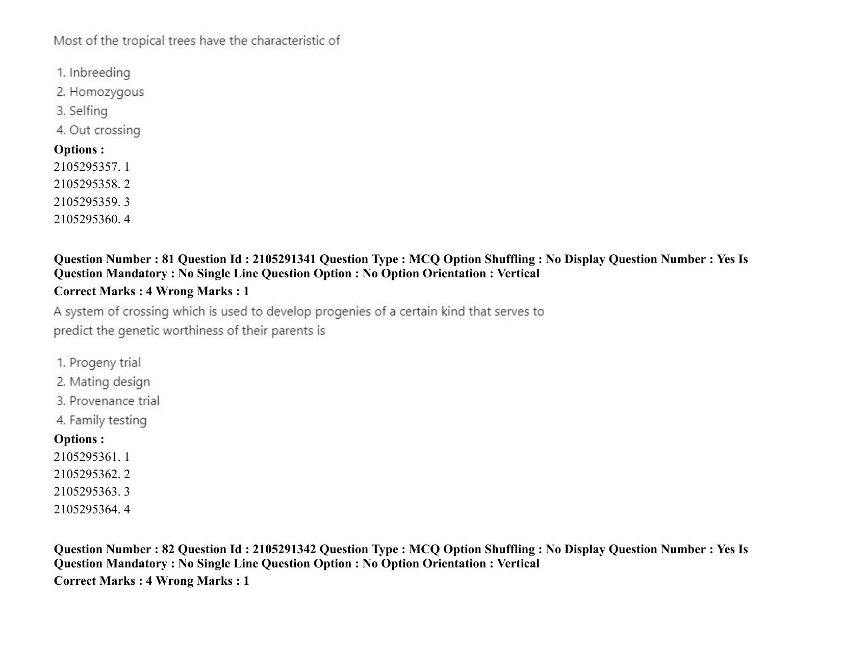 ICAR AIEEA PG 2020 FORESTRY AGROFORESTRY SILVICULTURE Question Paper - Page 42
