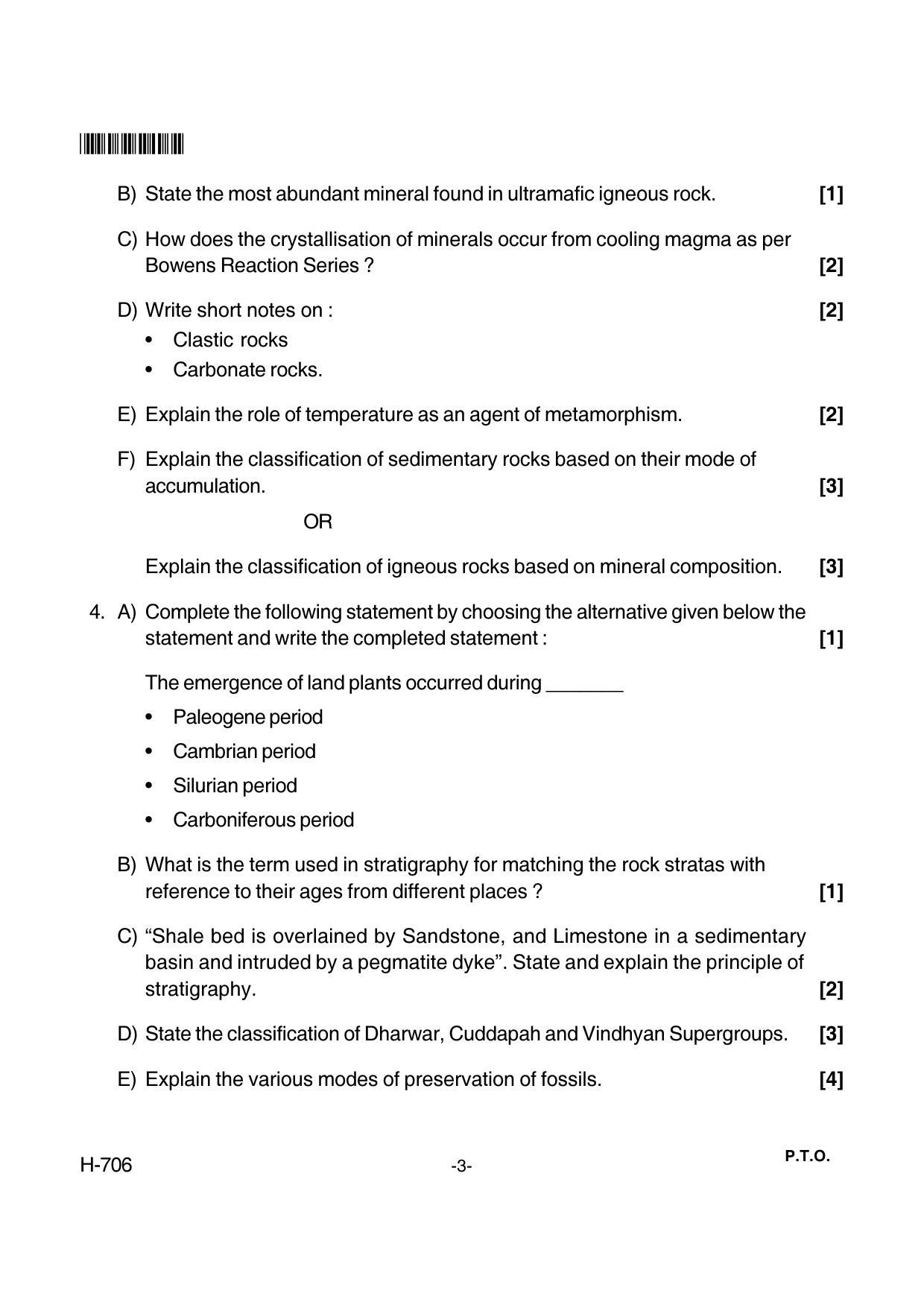 Goa Board Class 12 Geology 706 New Pattern (March 2018) Question Paper - Page 3