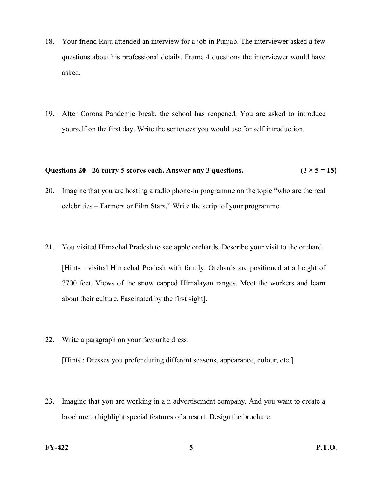 Kerala Plus One 2022 Communicative English Supplementary Question Papers - Page 5