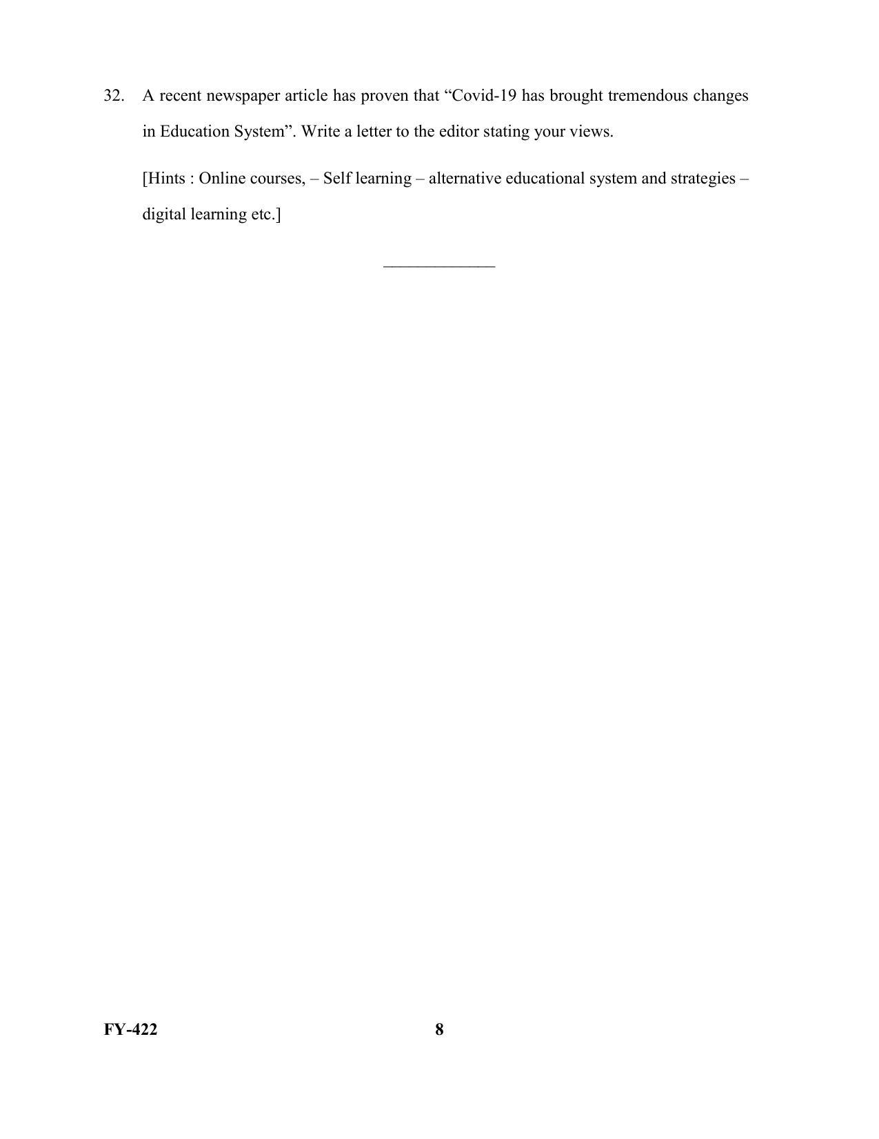 Kerala Plus One 2022 Communicative English Supplementary Question Papers - Page 8