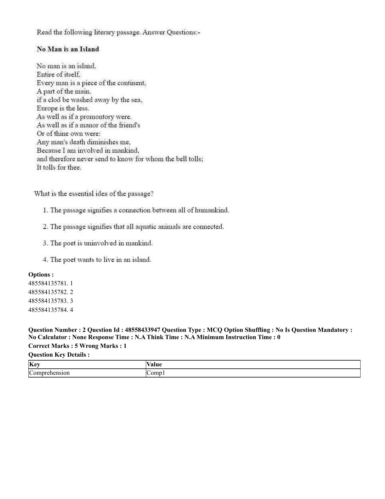 CUET 2023 English Telugu Shift 3 Question Paper - 18 June 2023 - Page 2