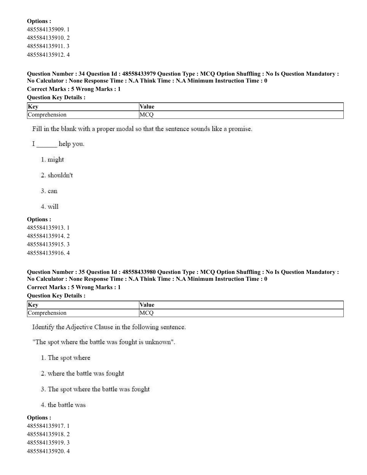 CUET 2023 English Telugu Shift 3 Question Paper - 18 June 2023 - Page 26