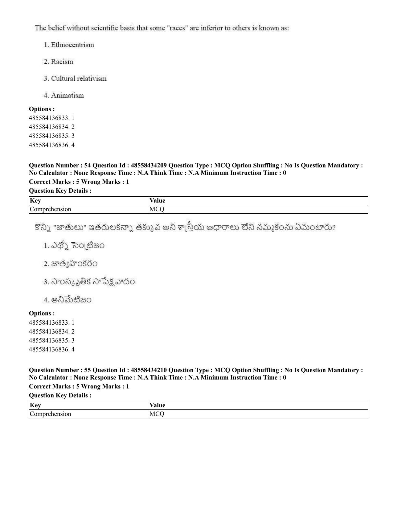 CUET 2023 English Telugu Shift 3 Question Paper - 18 June 2023 - Page 42