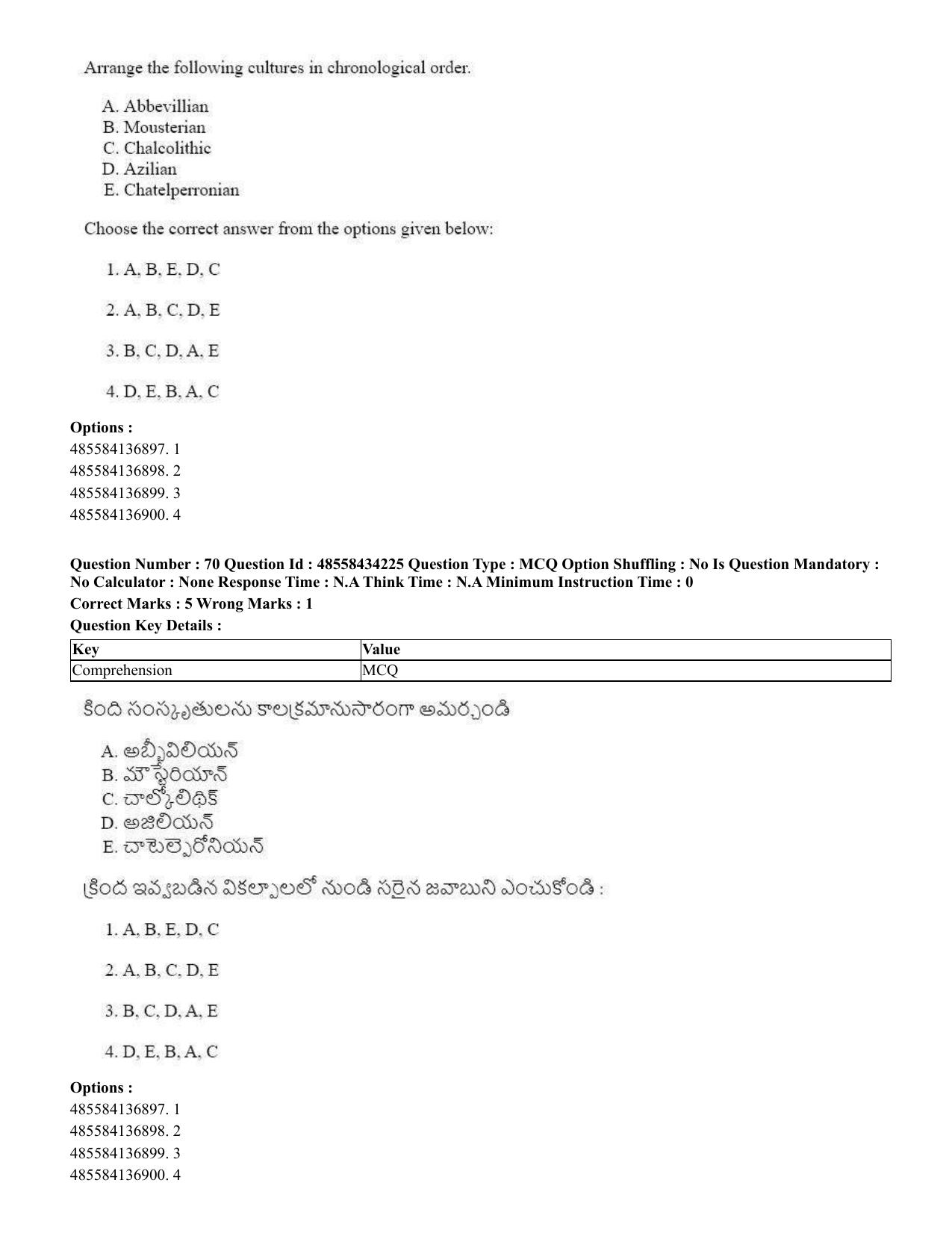 CUET 2023 English Telugu Shift 3 Question Paper - 18 June 2023 - Page 59
