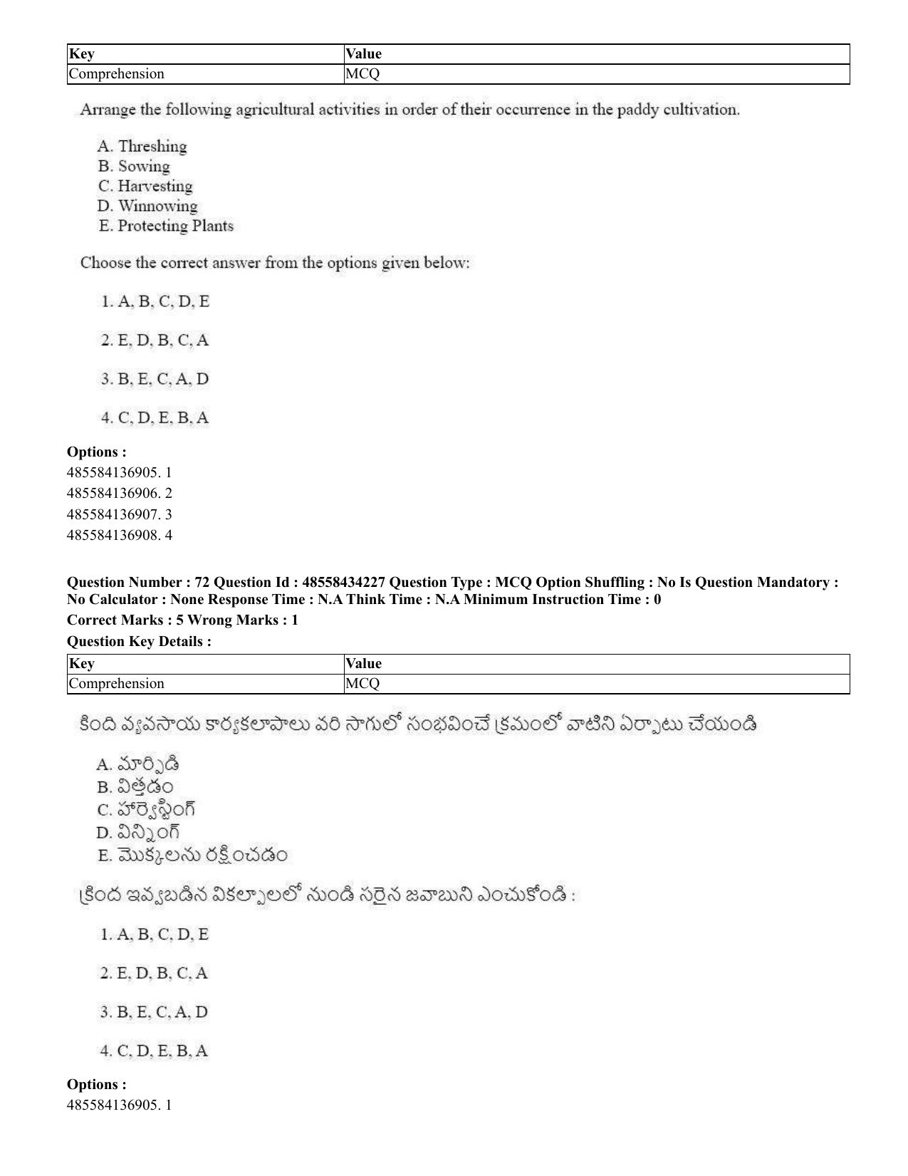 CUET 2023 English Telugu Shift 3 Question Paper - 18 June 2023 - Page 61