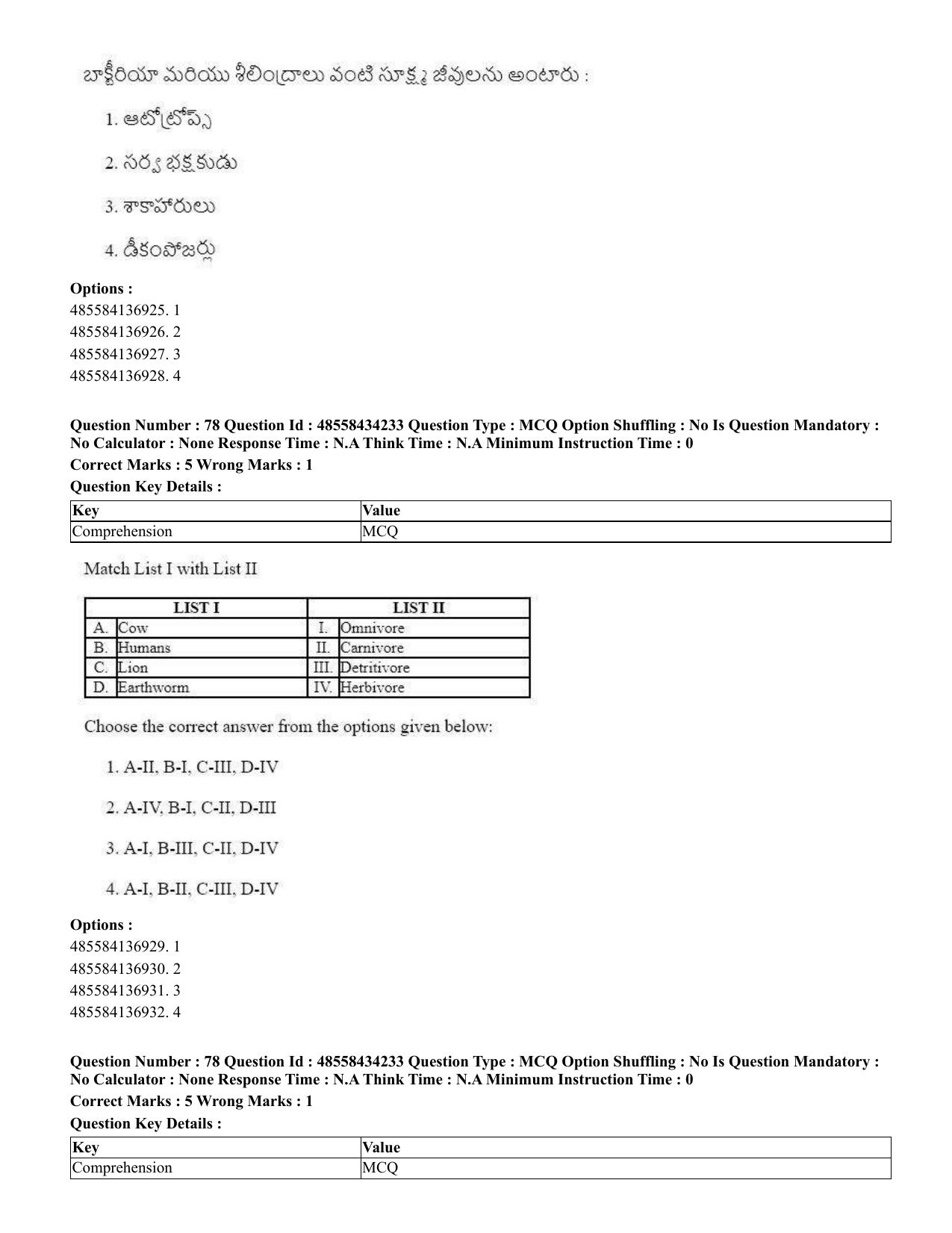 CUET 2023 English Telugu Shift 3 Question Paper - 18 June 2023 - Page 67