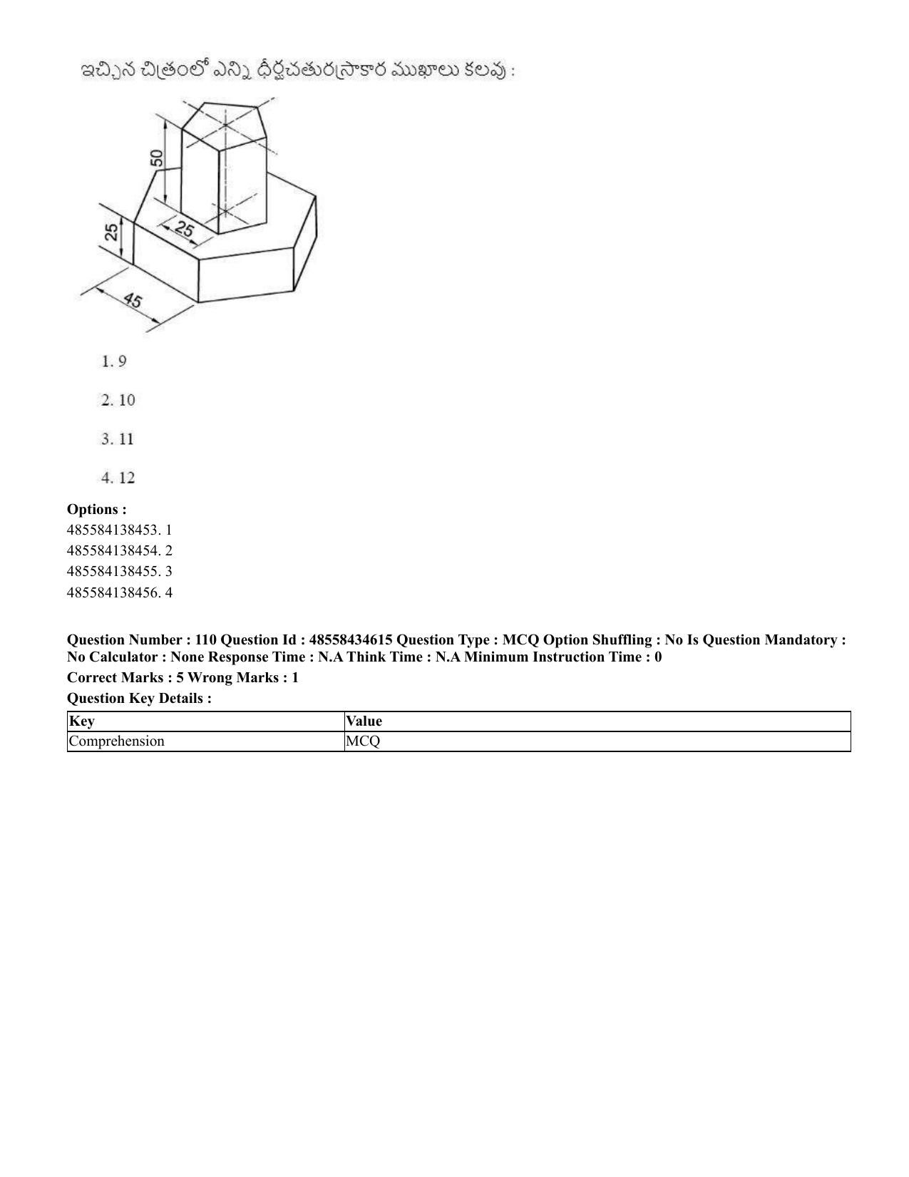 CUET 2023 English Telugu Shift 3 Question Paper - 18 June 2023 - Page 107