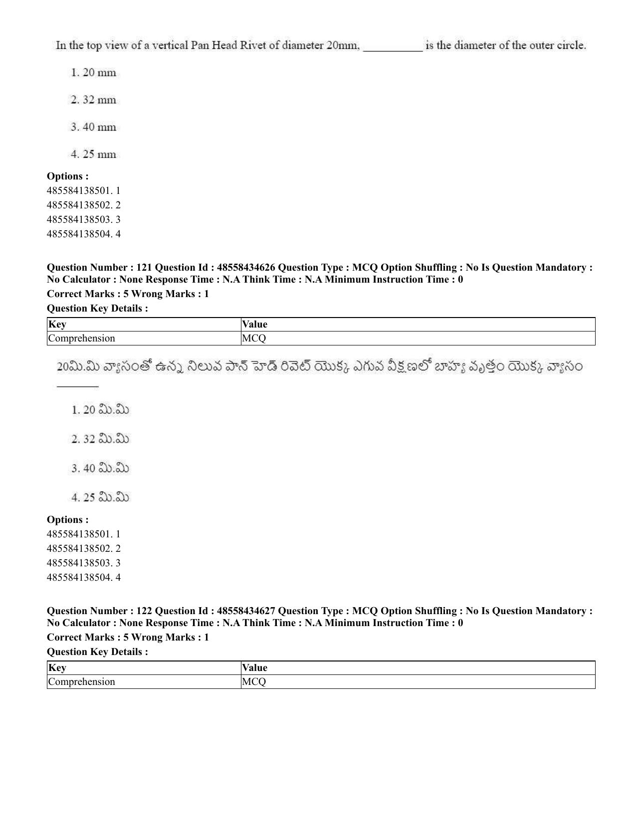 CUET 2023 English Telugu Shift 3 Question Paper - 18 June 2023 - Page 120