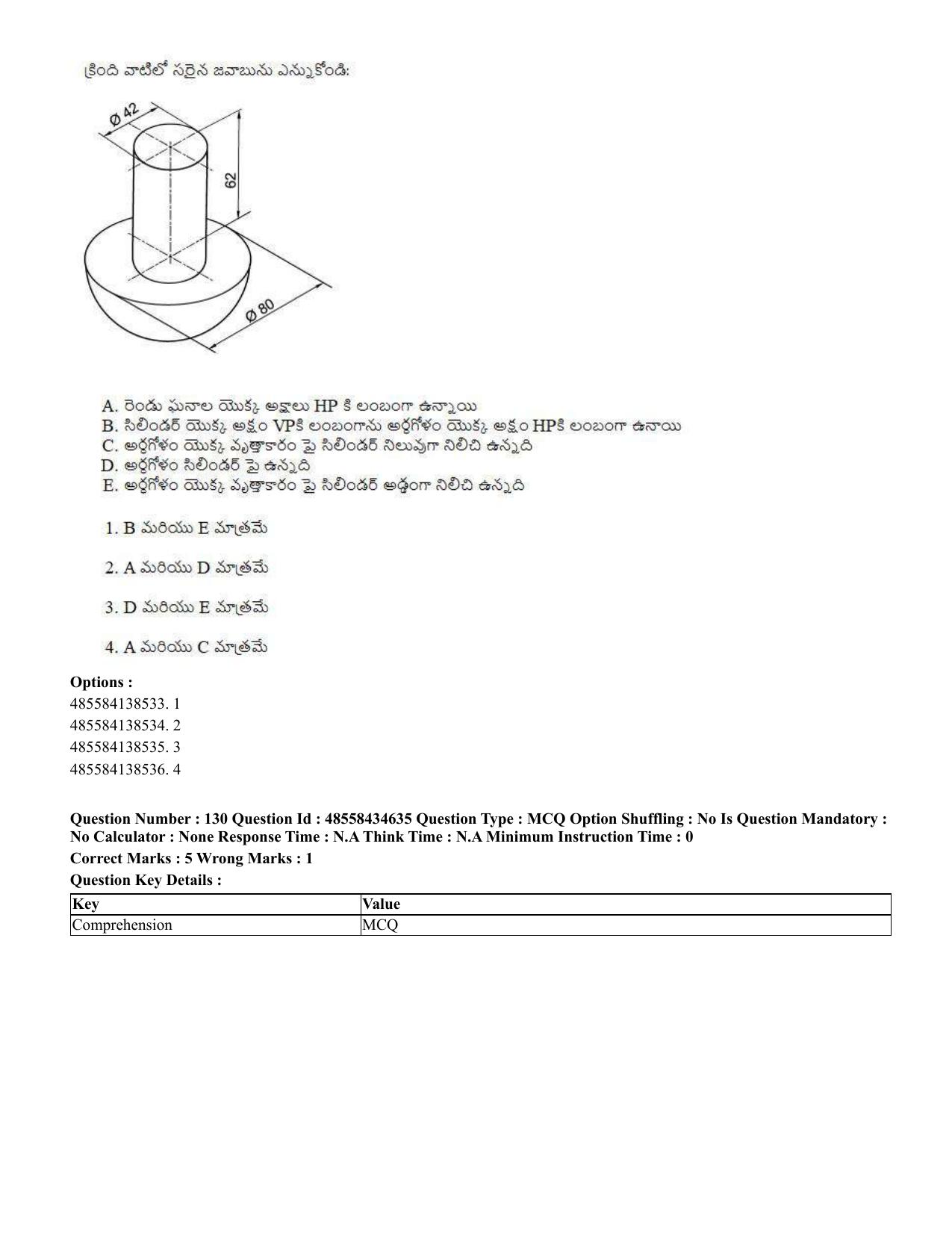 CUET 2023 English Telugu Shift 3 Question Paper - 18 June 2023 - Page 129