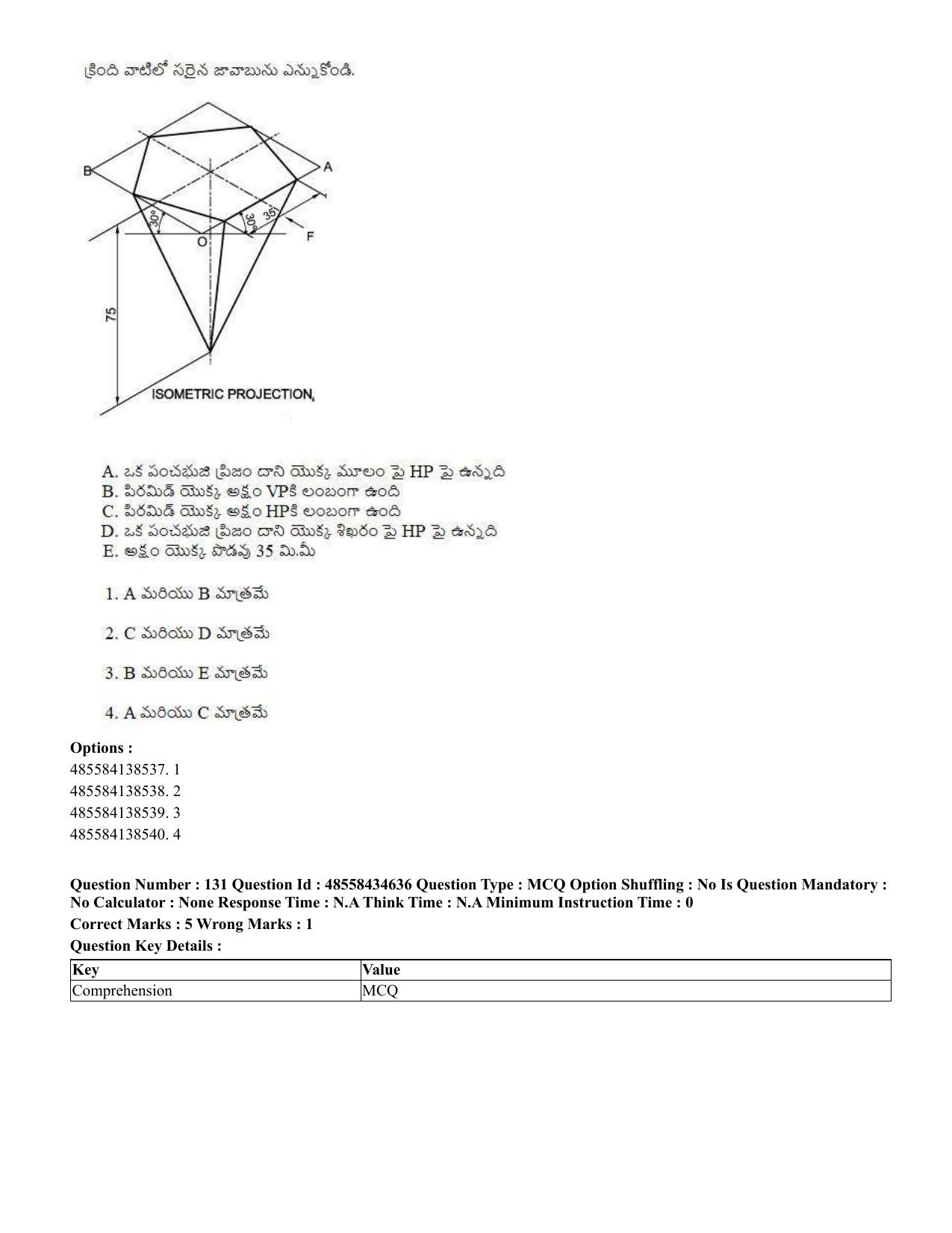 CUET 2023 English Telugu Shift 3 Question Paper - 18 June 2023 - Page 131