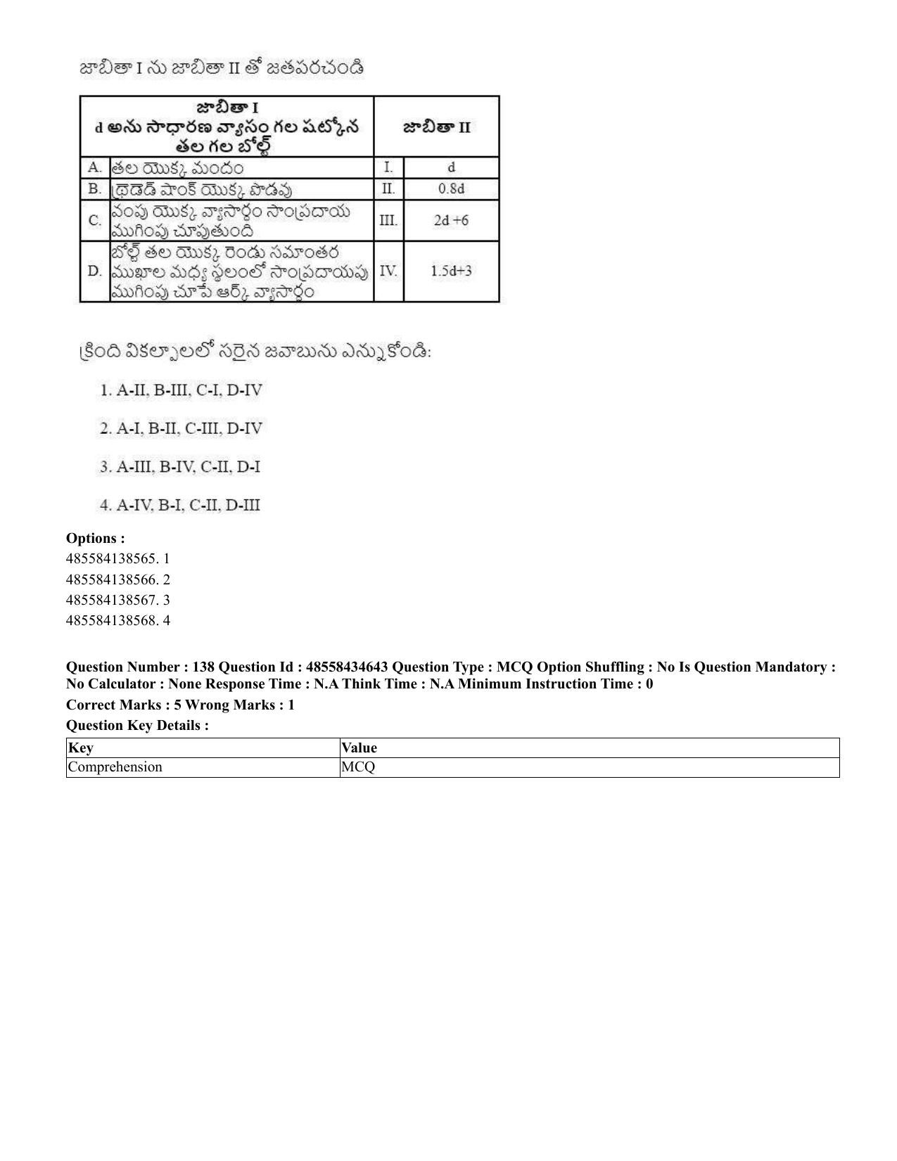 CUET 2023 English Telugu Shift 3 Question Paper - 18 June 2023 - Page 142