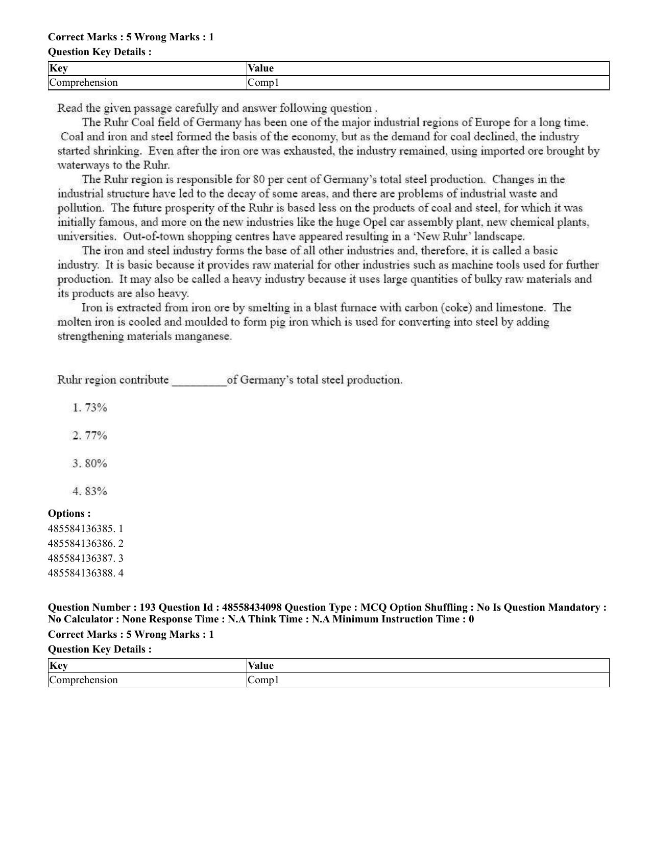 CUET 2023 English Telugu Shift 3 Question Paper - 18 June 2023 - Page 190