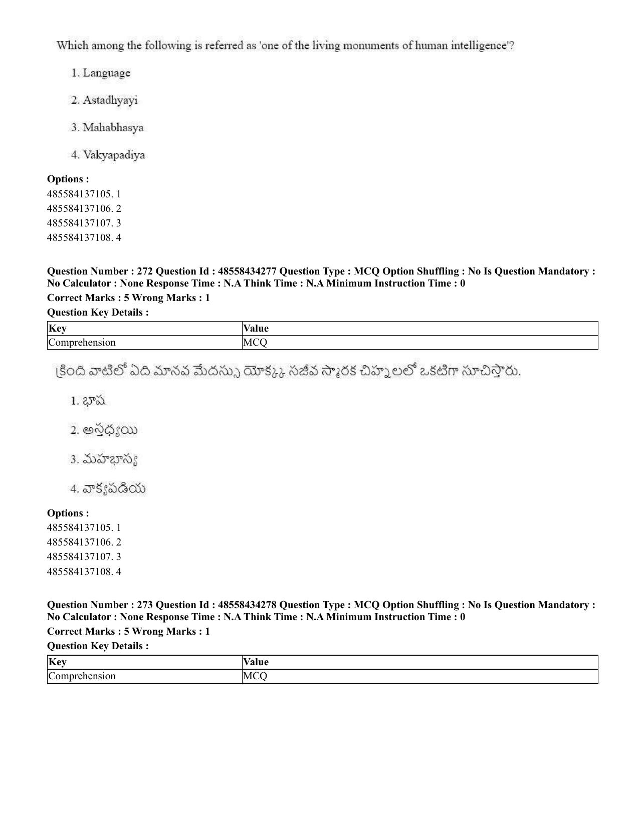 CUET 2023 English Telugu Shift 3 Question Paper - 18 June 2023 - Page 248