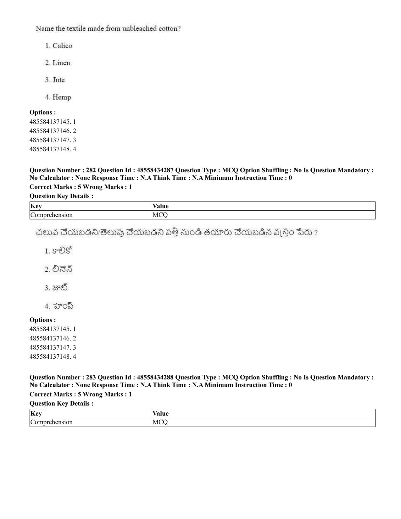 CUET 2023 English Telugu Shift 3 Question Paper - 18 June 2023 - Page 258