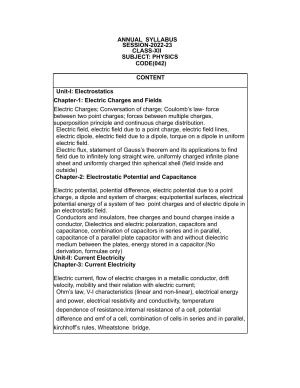 Edudel Class 12 Physics Syllabus