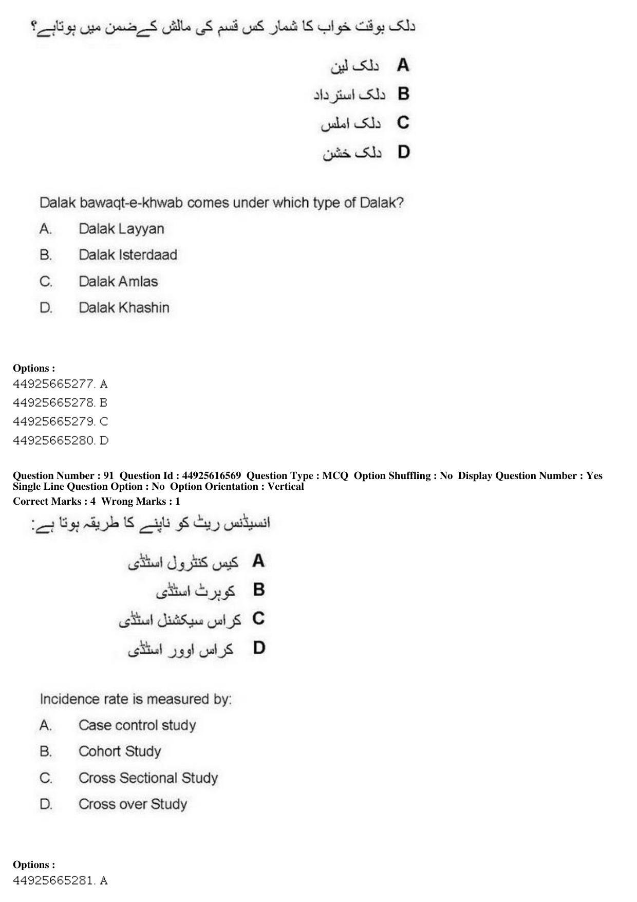 AIAPGET 2019 Unani Question Paper - Page 124