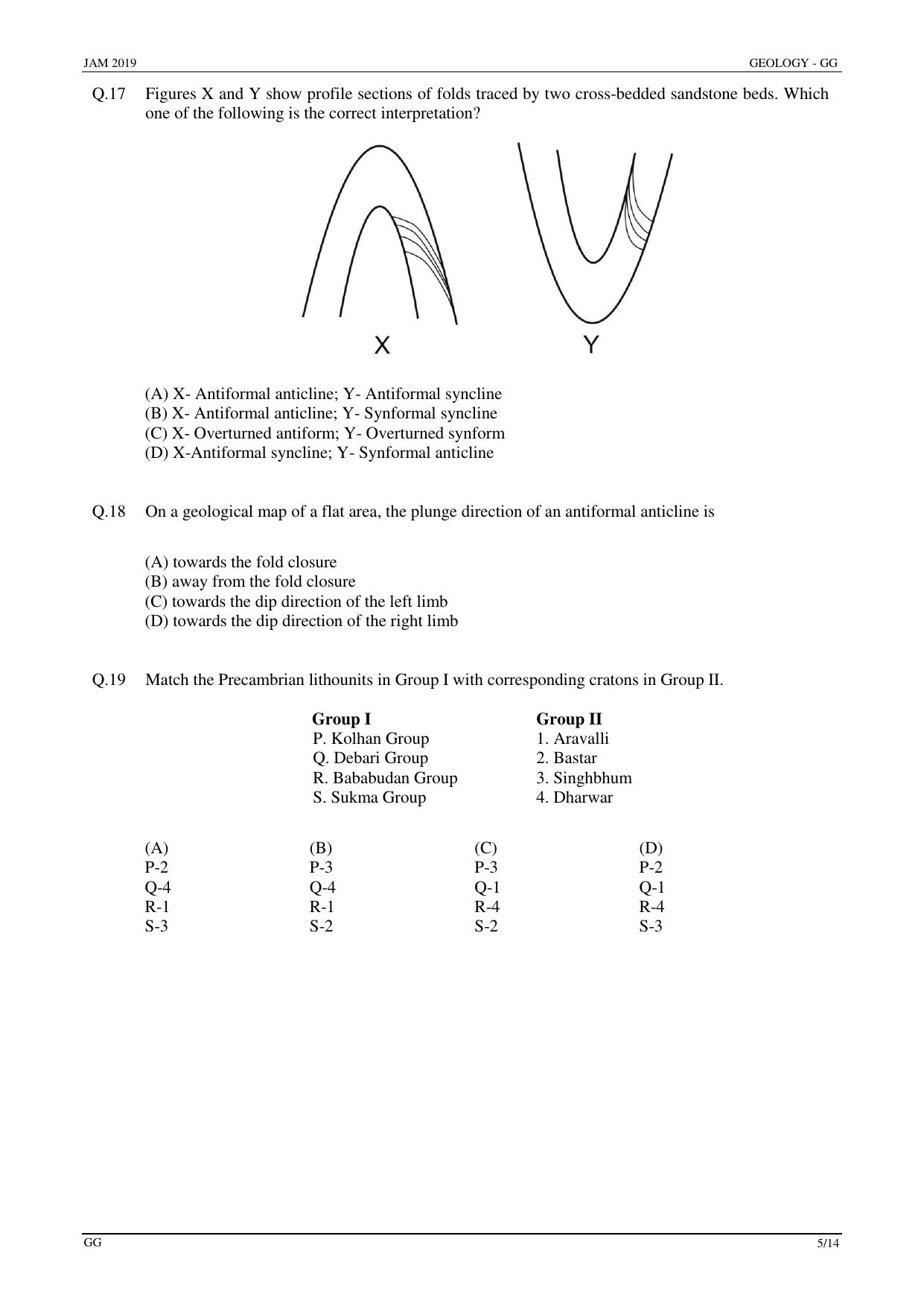 JAM 2019: GG Question Paper - Page 5