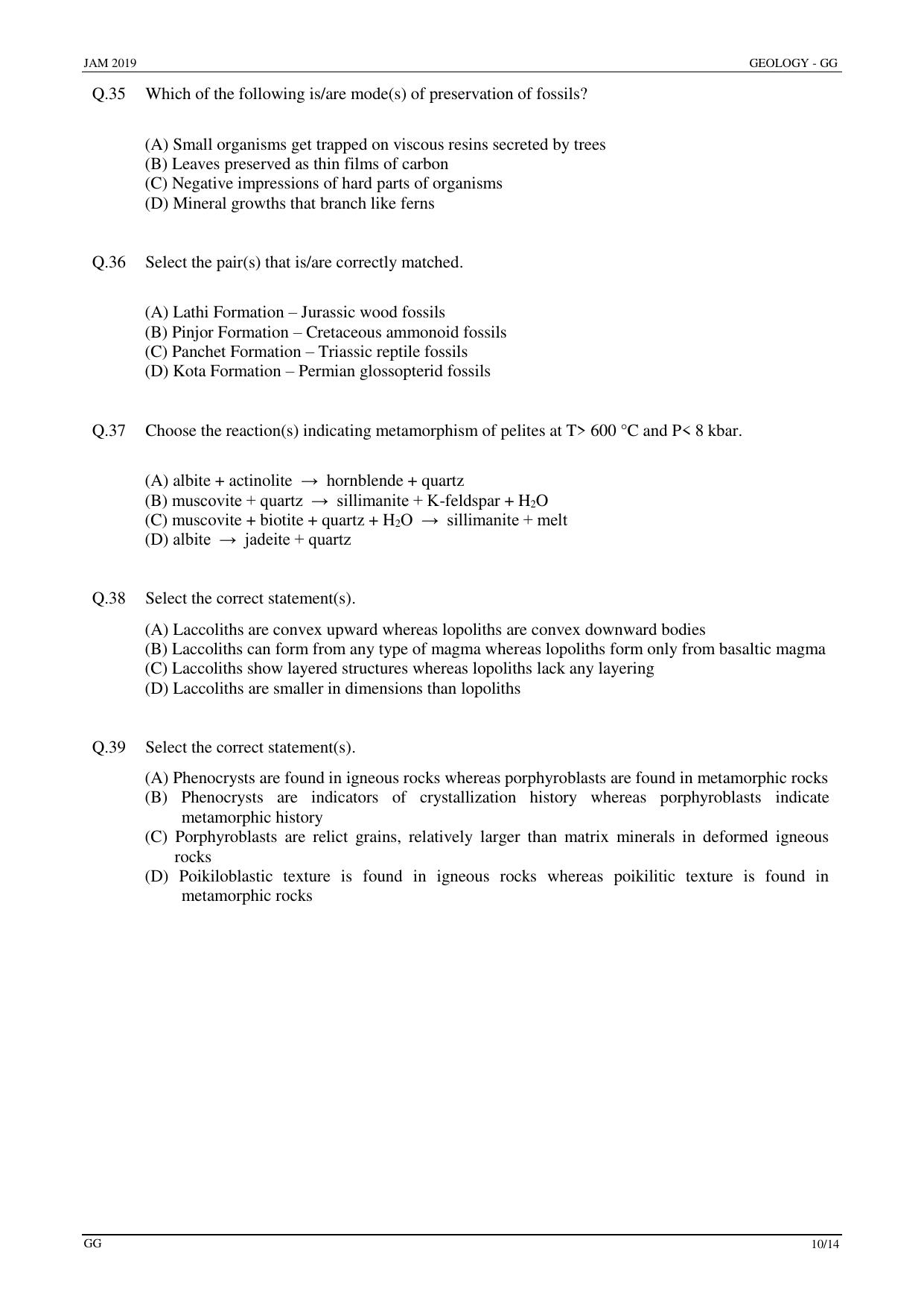 JAM 2019: GG Question Paper - Page 10