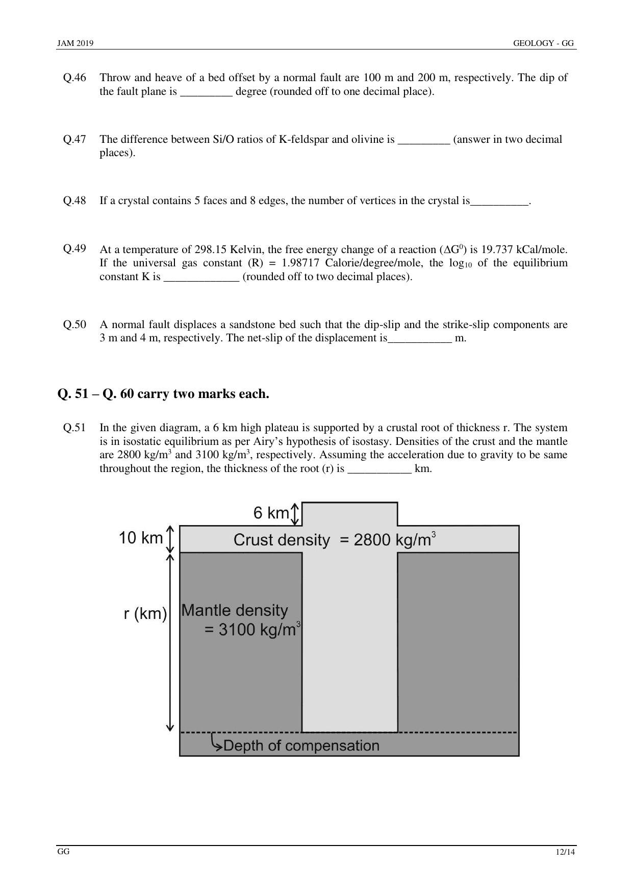 JAM 2019: GG Question Paper - Page 12