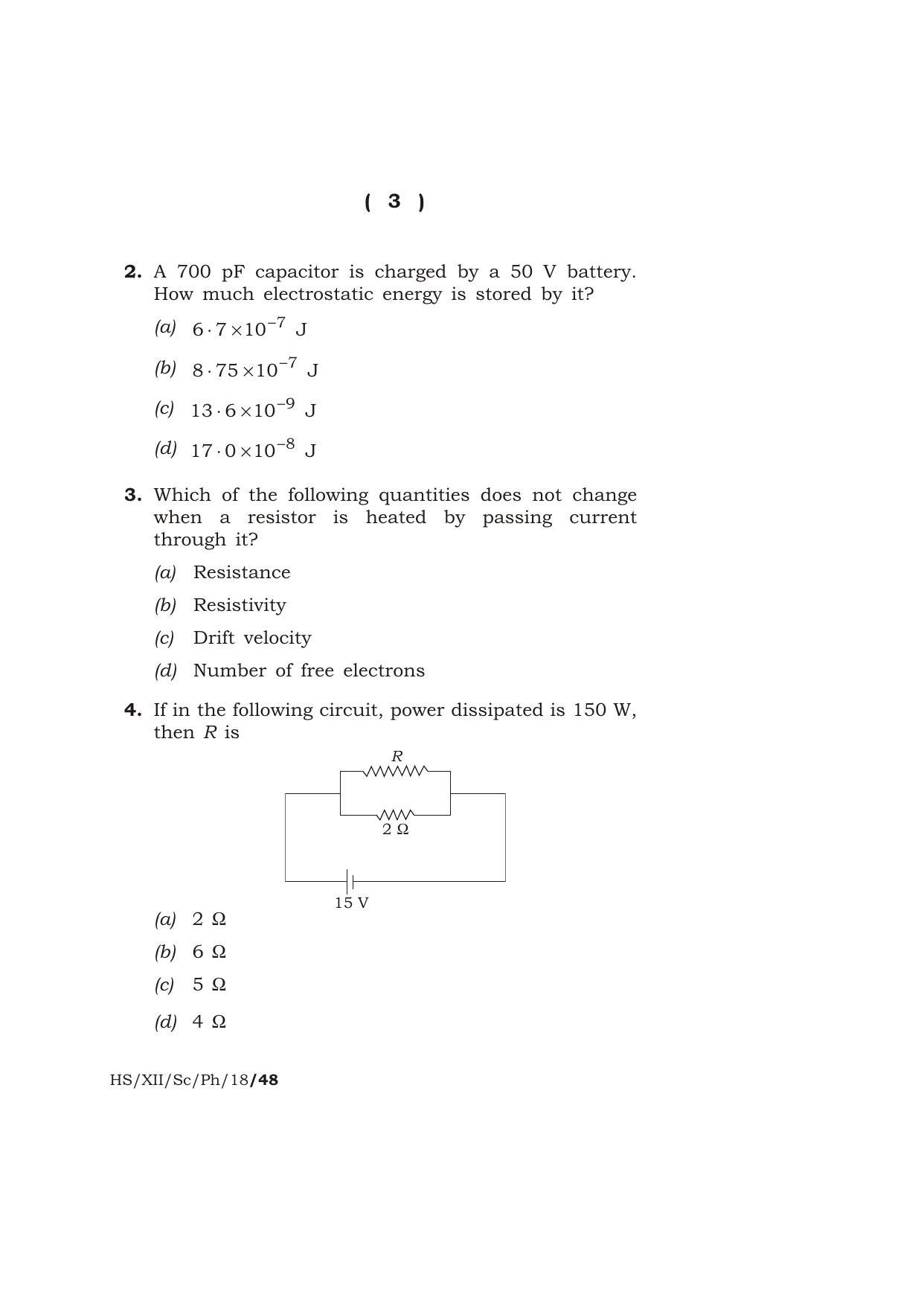 Meghalaya Board (MBOSE) Class 12 PHYSICS 2018 Question Paper - Page 3