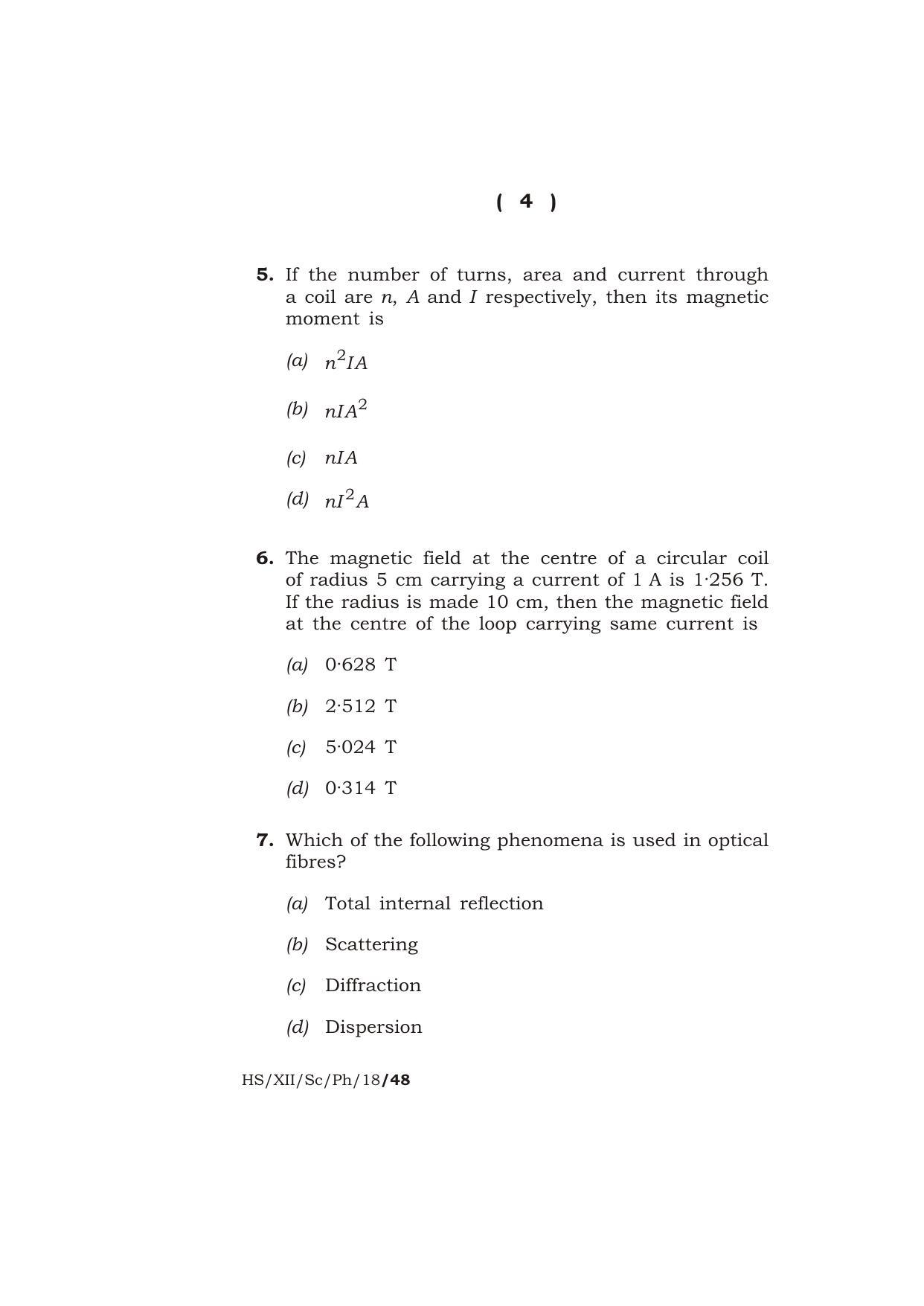 Meghalaya Board (MBOSE) Class 12 PHYSICS 2018 Question Paper - Page 4