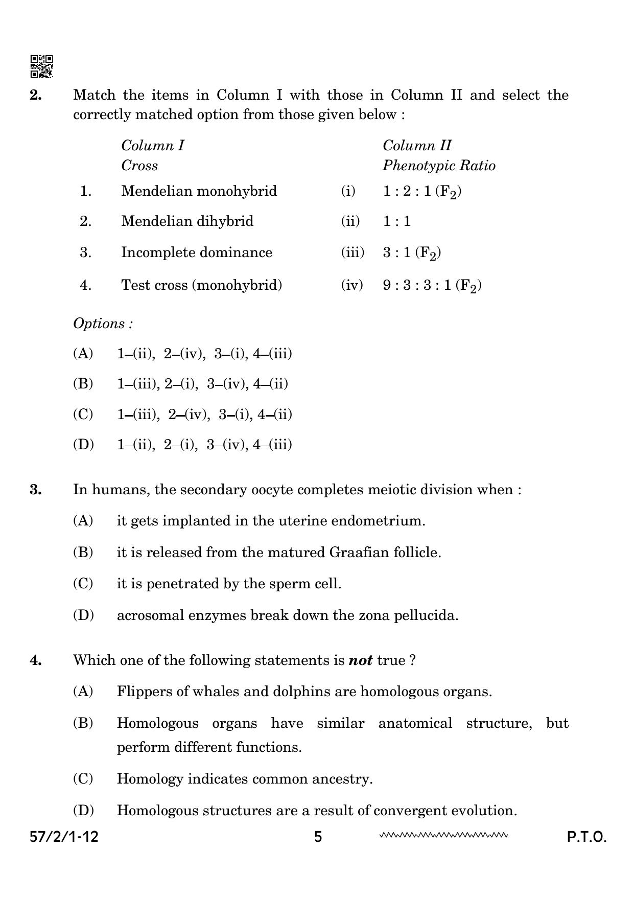 CBSE Class 12 57 2 1 Biology 2024 Question Paper - Page 5
