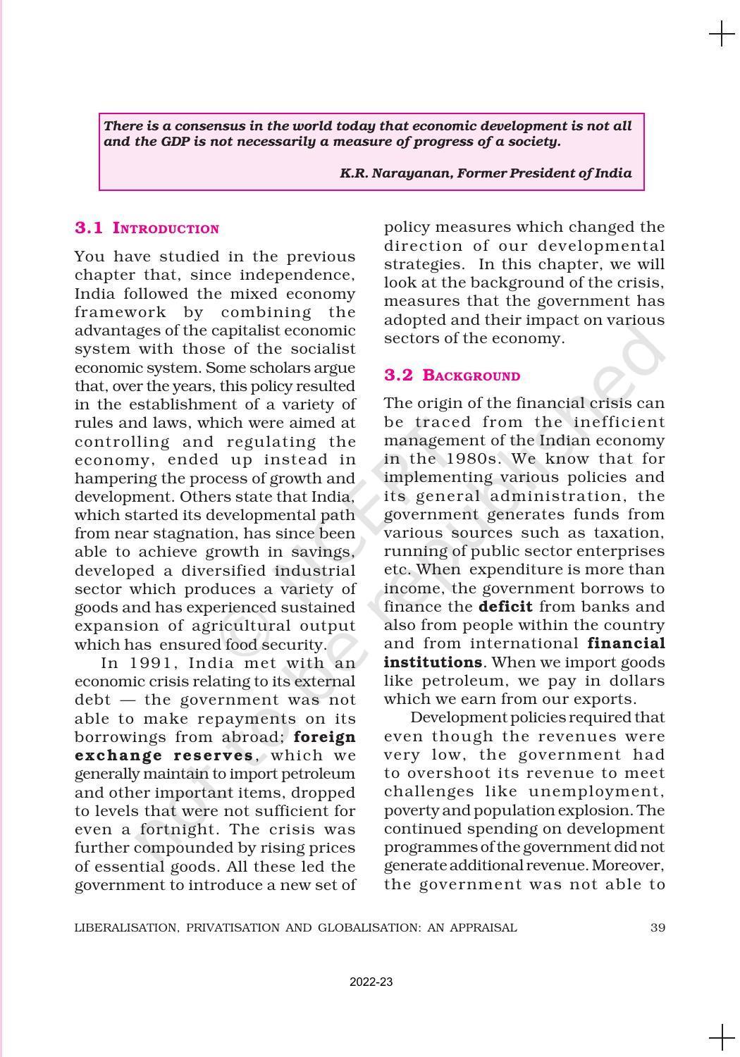 NCERT Book for Class 11 Economics (Indian Economics) Chapter 3 Liberalisation, Privatisation and Globalisation : An Appraisal - Page 4